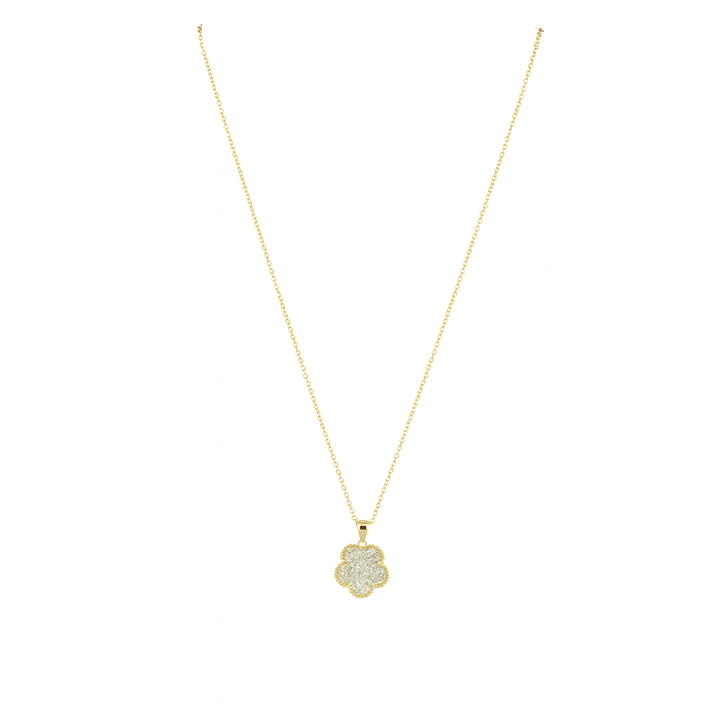 Adeline Clover Pave Pendant Necklace