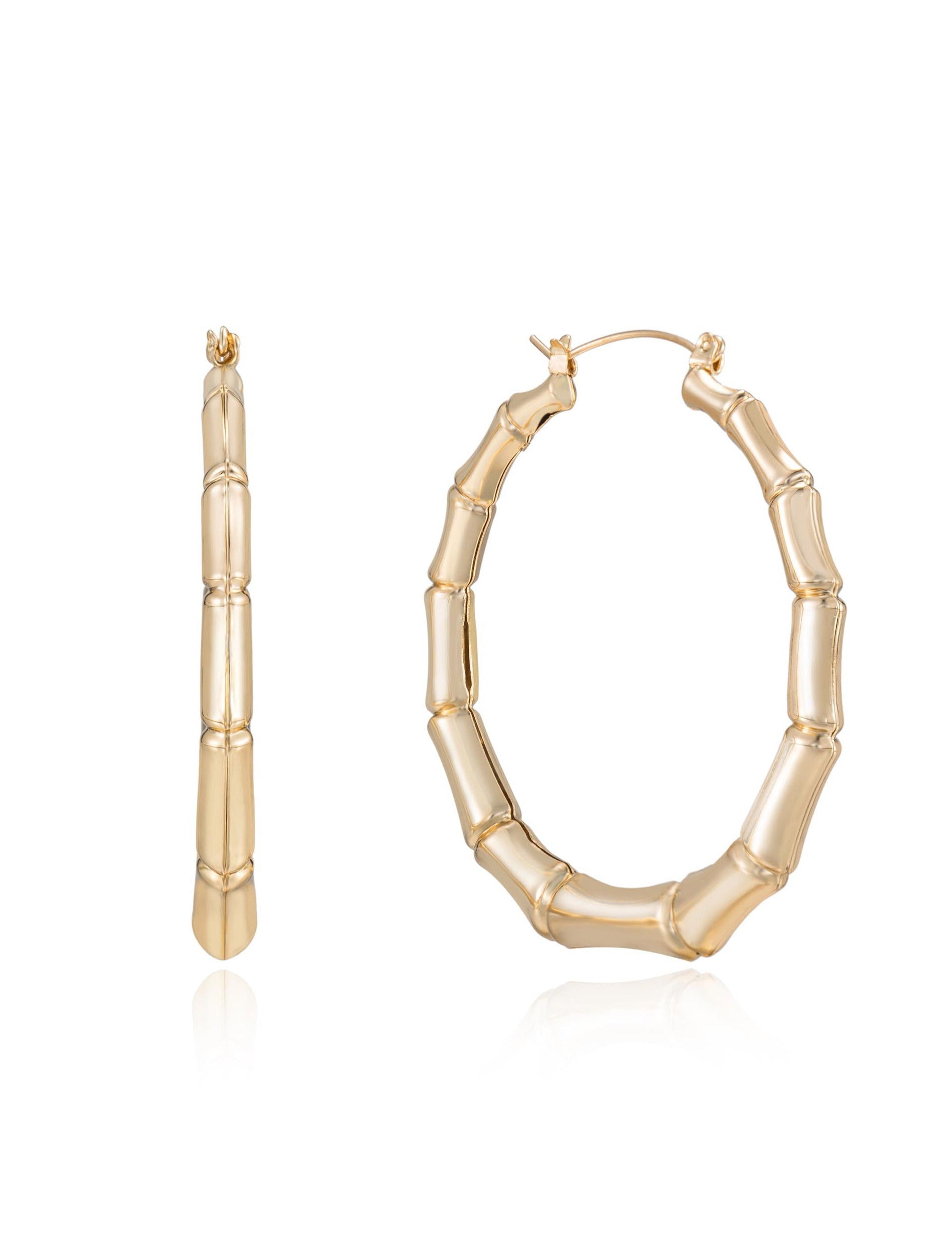 Bamboo 18kt Gold Plated Hoop Earrings - Bikini Crush Swimwear