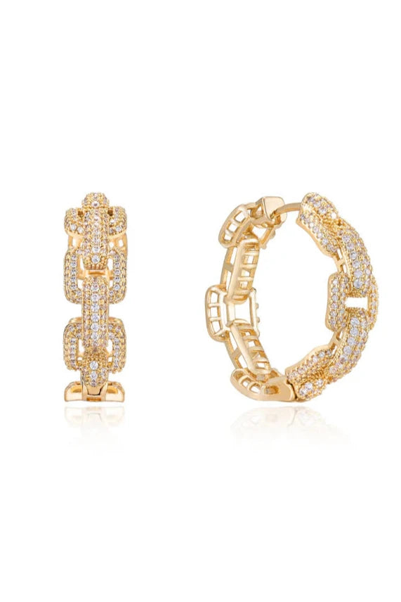 Crystal Chain Link Hoops - Bikini Crush Swimwear