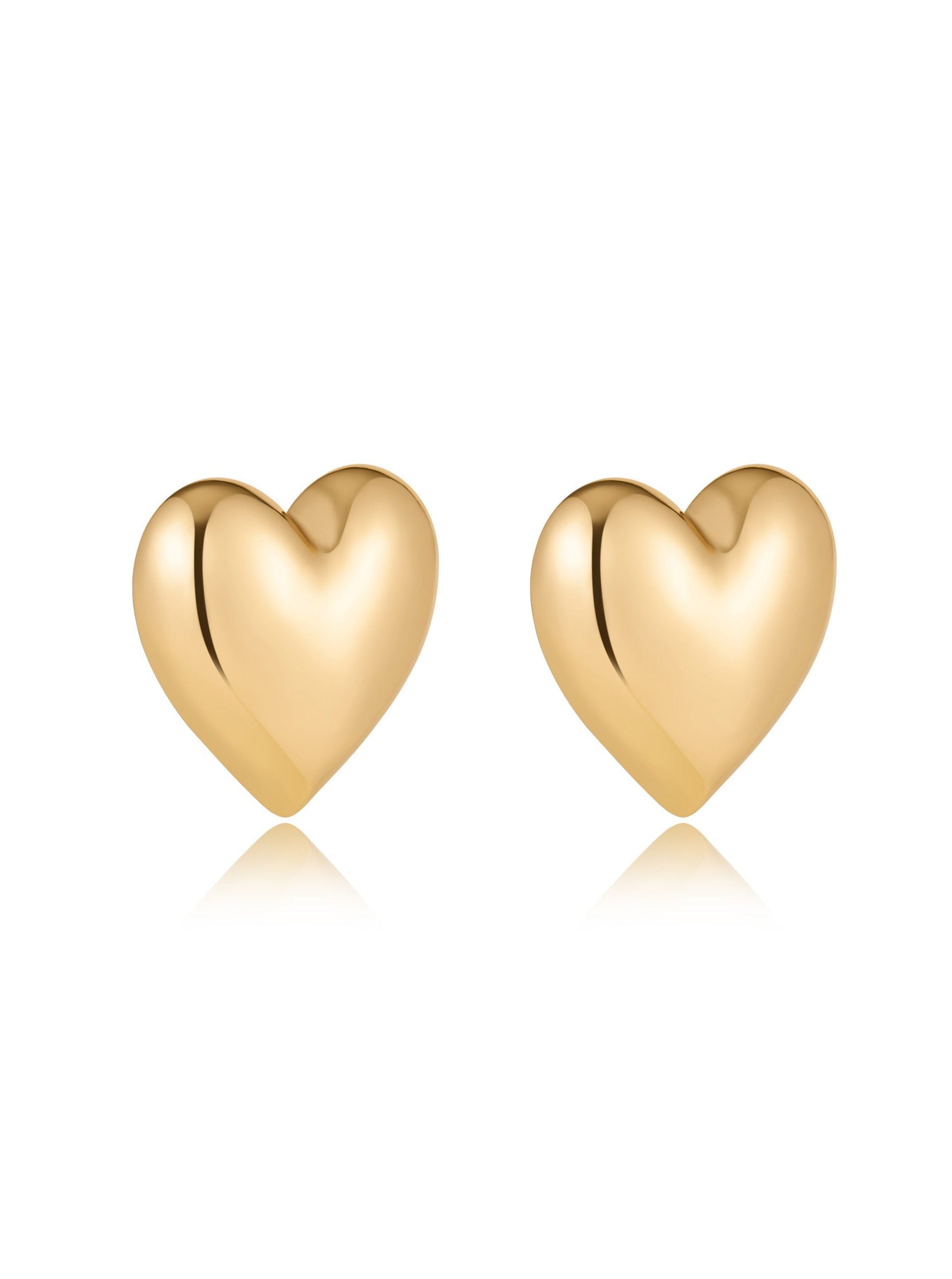 18k Gold Plated Heart Stud Earrings - Bikini Crush Swimwear