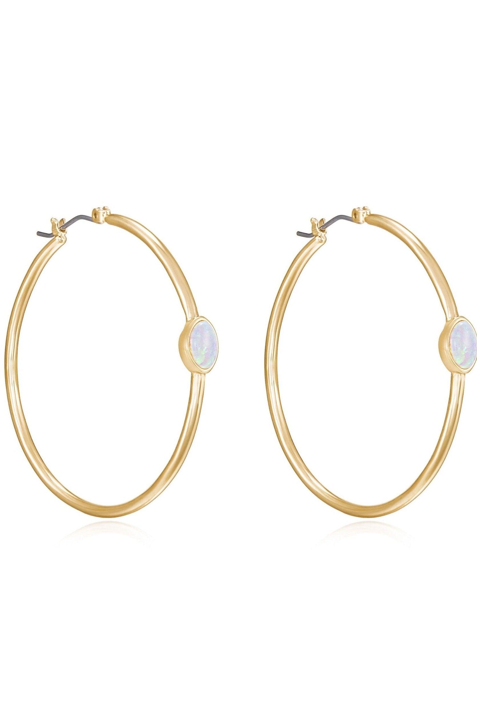 A Drop of Opal Hoop 18k Gold Plated Earrings - Bikini Crush Swimwear