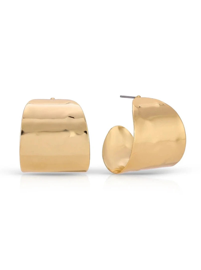 18K GOLD PLATED CUPPED HOOP EARRINGS - Bikini Crush Swimwear