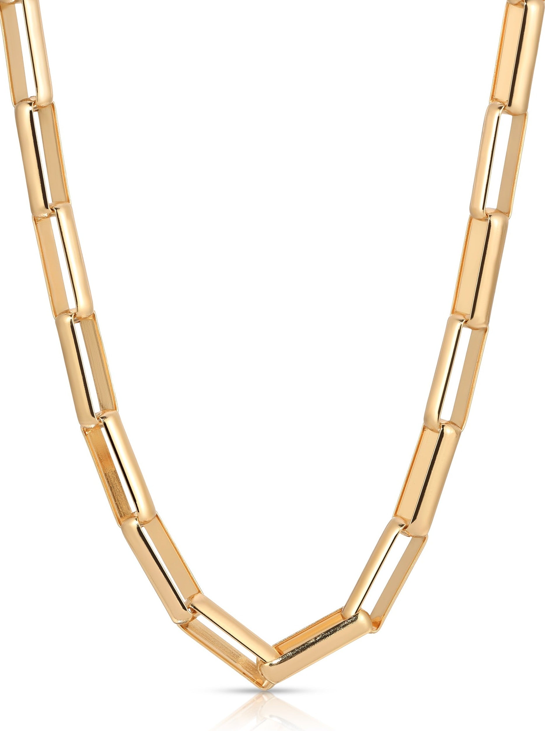 18k Gold Plated Rectangular Link Necklace - Bikini Crush Swimwear