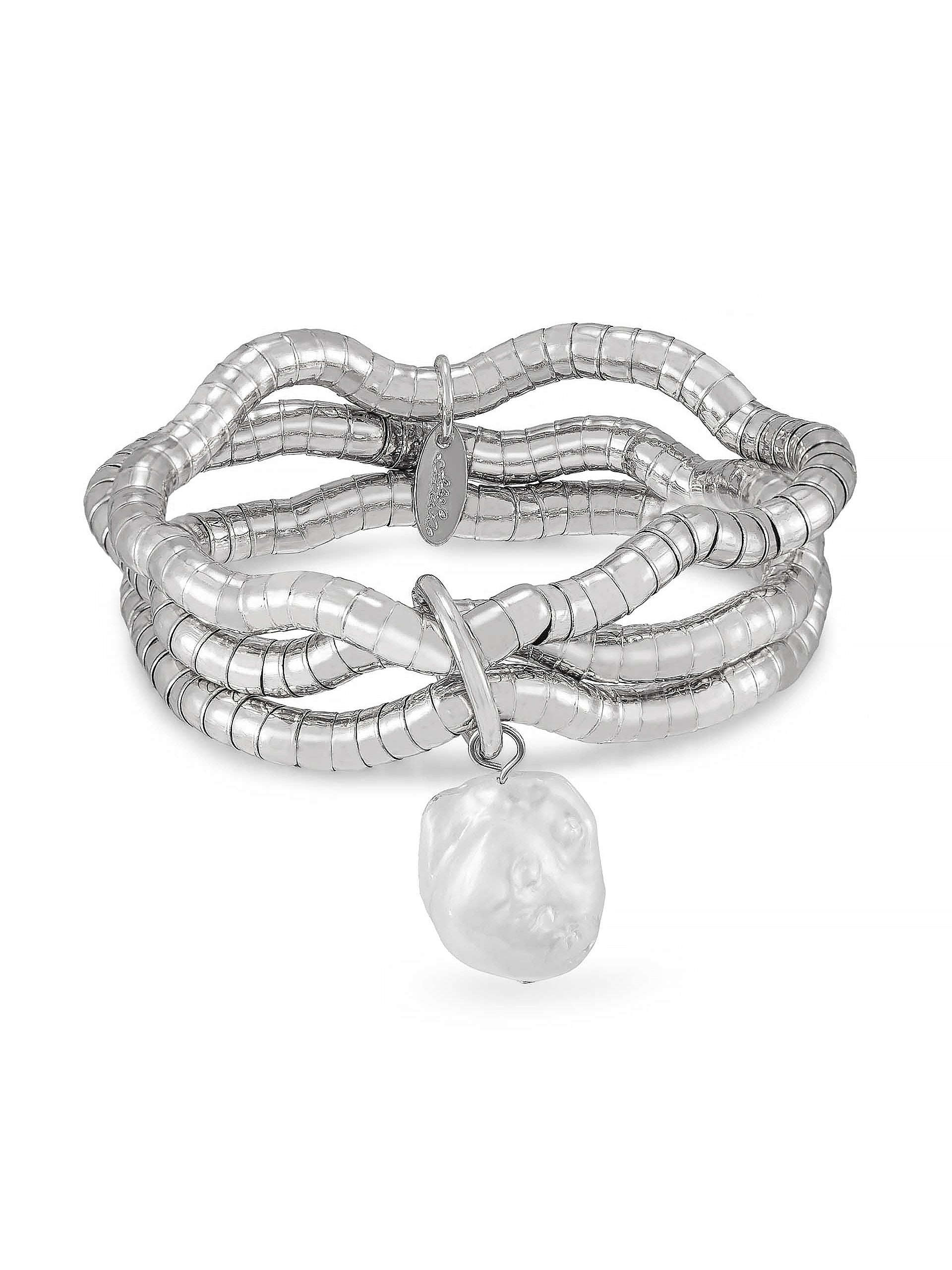 Liquid Gold and Pearl Stretch Bracelet - Bikini Crush Swimwear