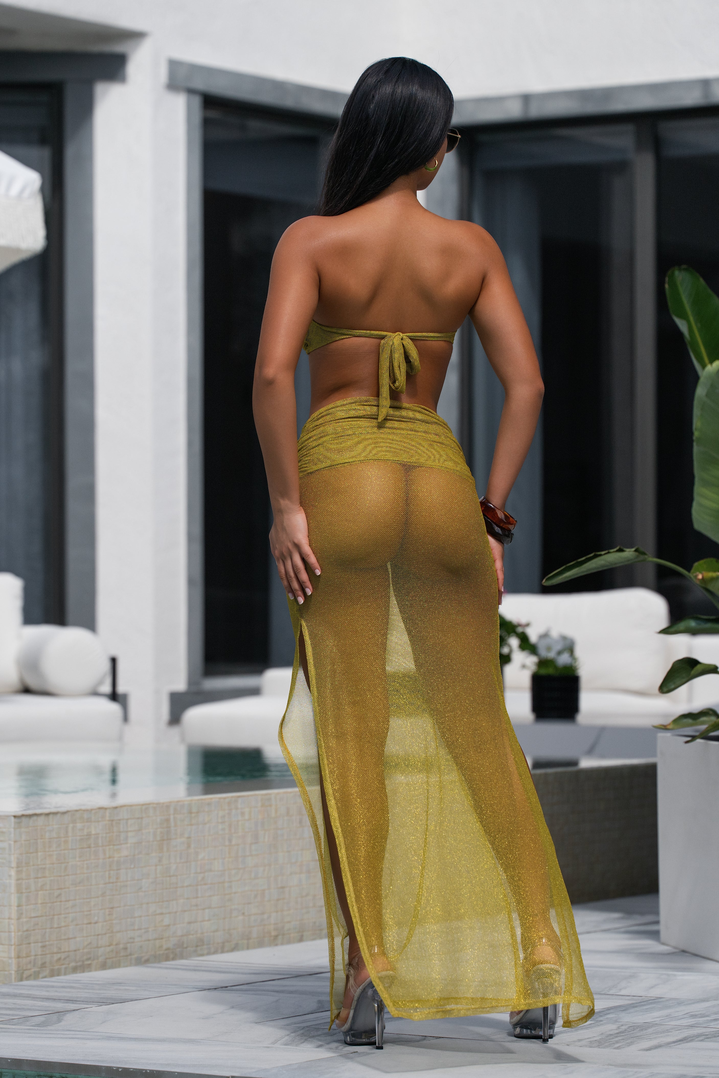 Nahomi Skirt Kiwi Shimmer Mesh - Bikini Crush Swimwear