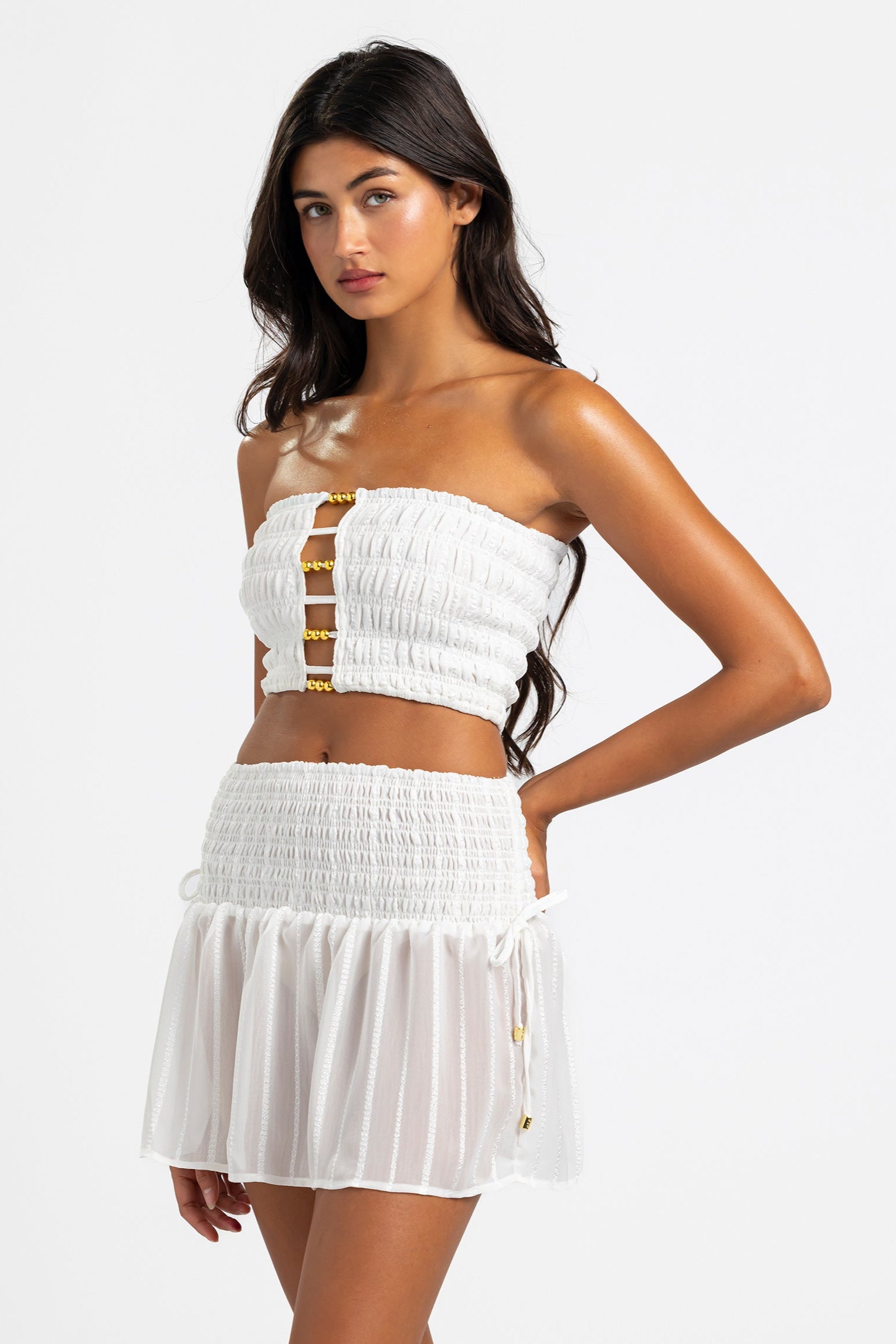 Sinora Mini Skirt - White - Bikini Crush Swimwear