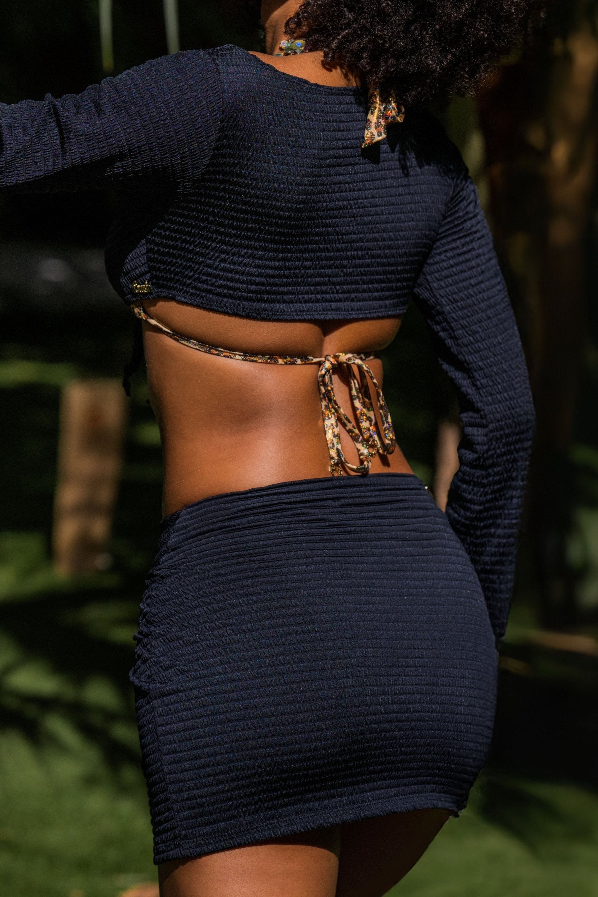 Brandy Crop Top Black Ruched - Bikini Crush Swimwear