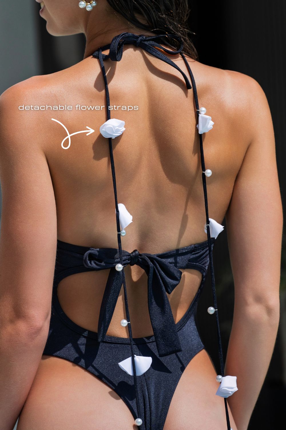 Fleur One-Piece Black (Removable Flowers)