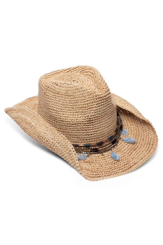 Morgan Natural Feather Raffia Hat - Bikini Crush Swimwear