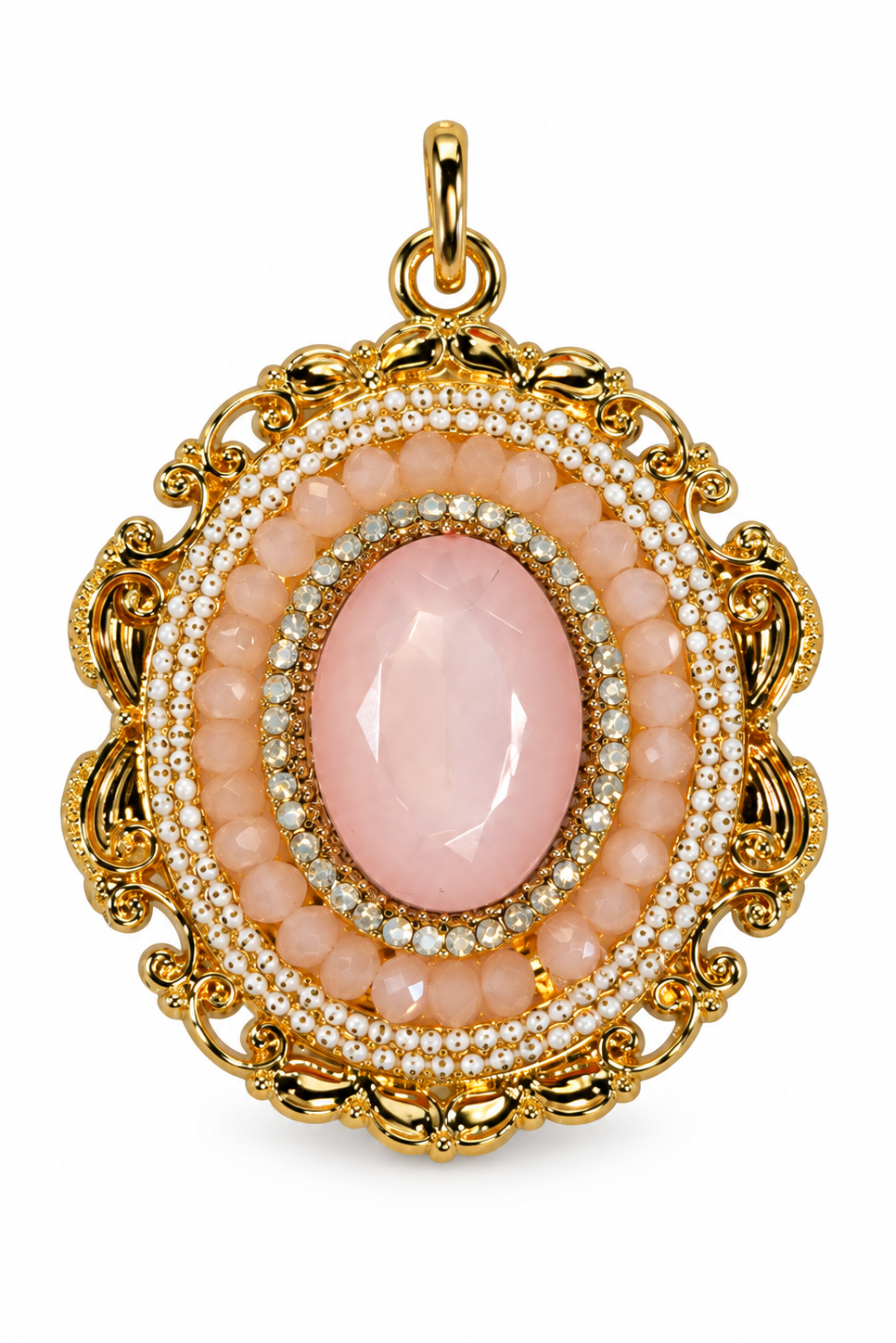 Vintage Glam Rose Quartz Statement Bikini Charm