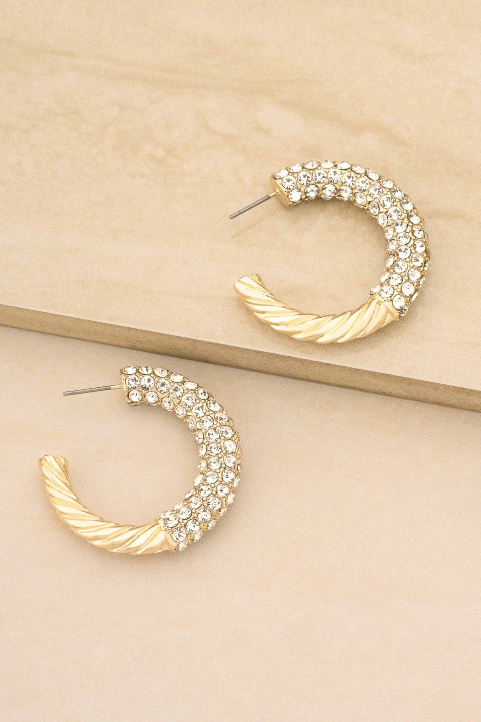 ettika earrings 18k CRYSTAL TWIST HOOP // EARRINGS