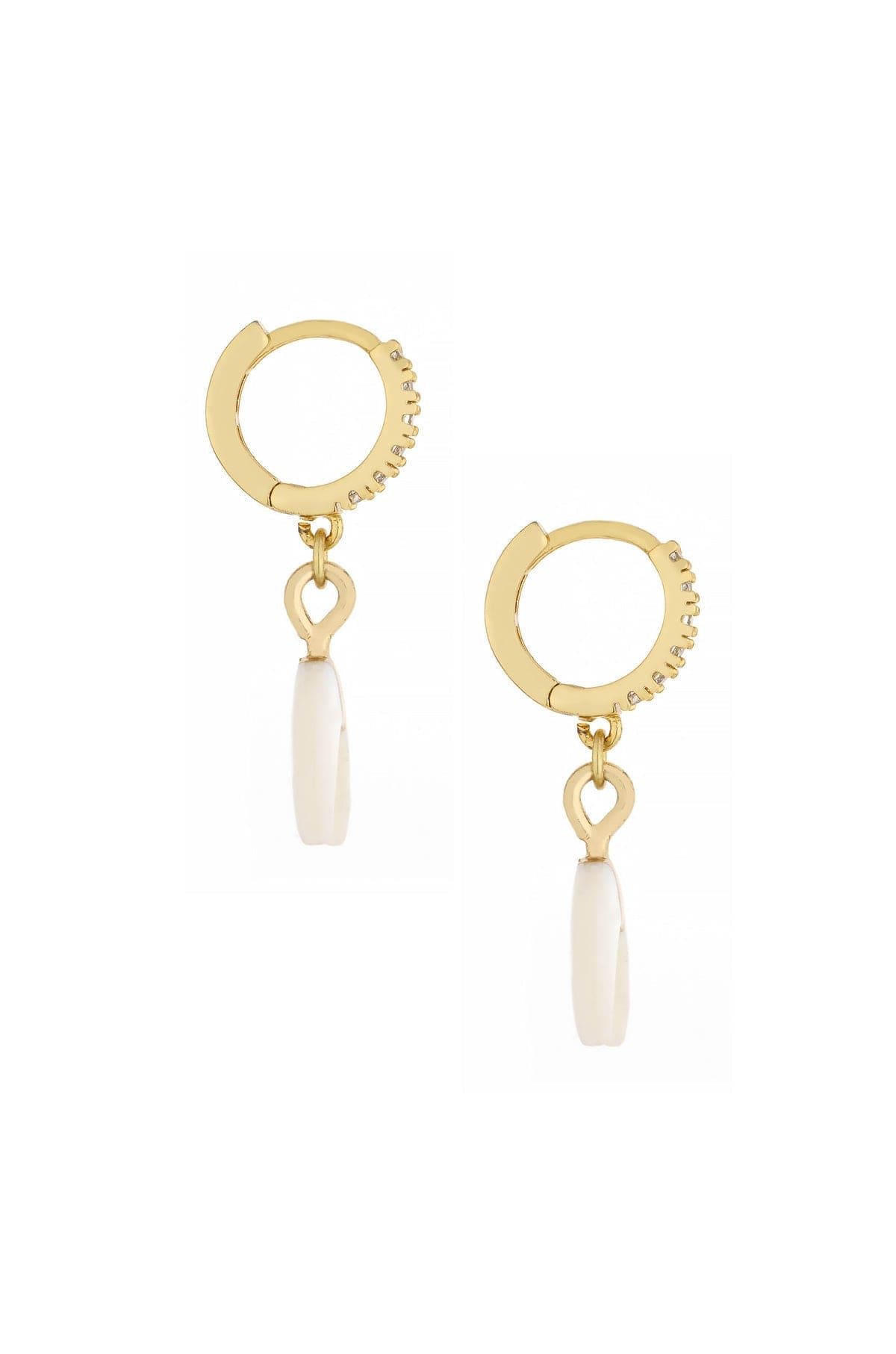 ettika earrings 18k GOLD PLATED BOHO WHITE CRESCENT // DANGLE EARRINGS