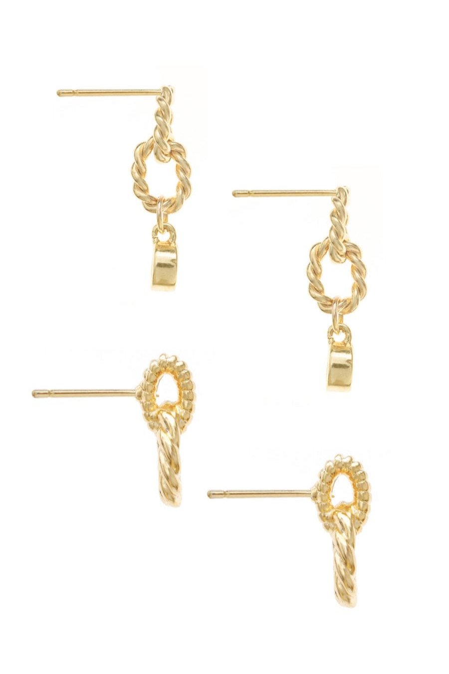 ettika earrings 18k GOLD PLATED TWISTED MINIS // EARRINGS SET