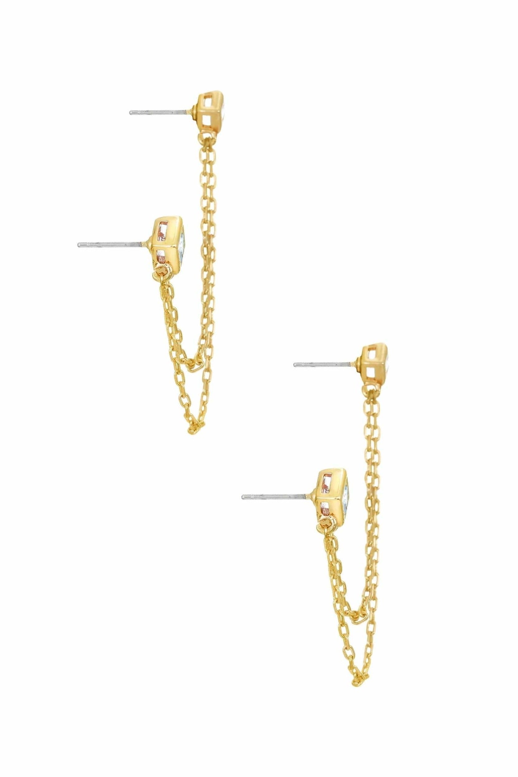 ettika earrings 18K GOLD PLATED TWO HOLE PIERCING DIAMOND SHAPE // EARRINGS