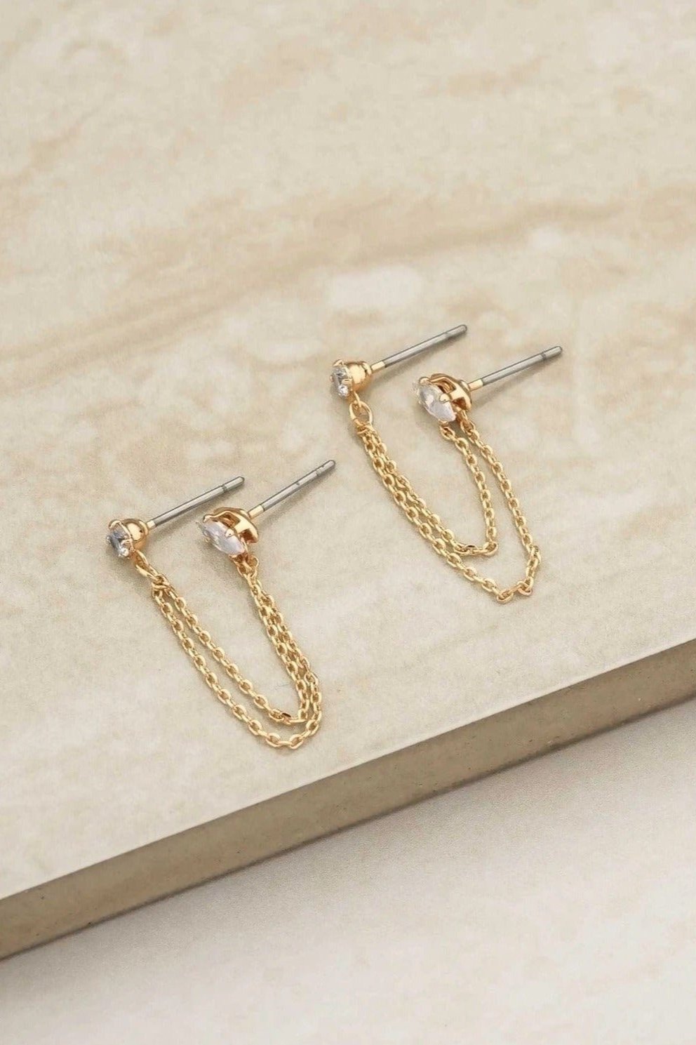 ettika earrings 18k Two Hole Piercing Chain Dangle // EARRINGS