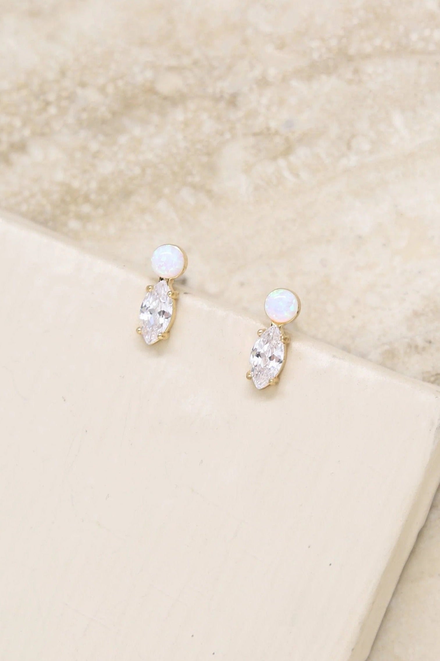 ettika earrings Catch their Eye Opal & Crystal Stud 18k Gold Plated  // EARRINGS