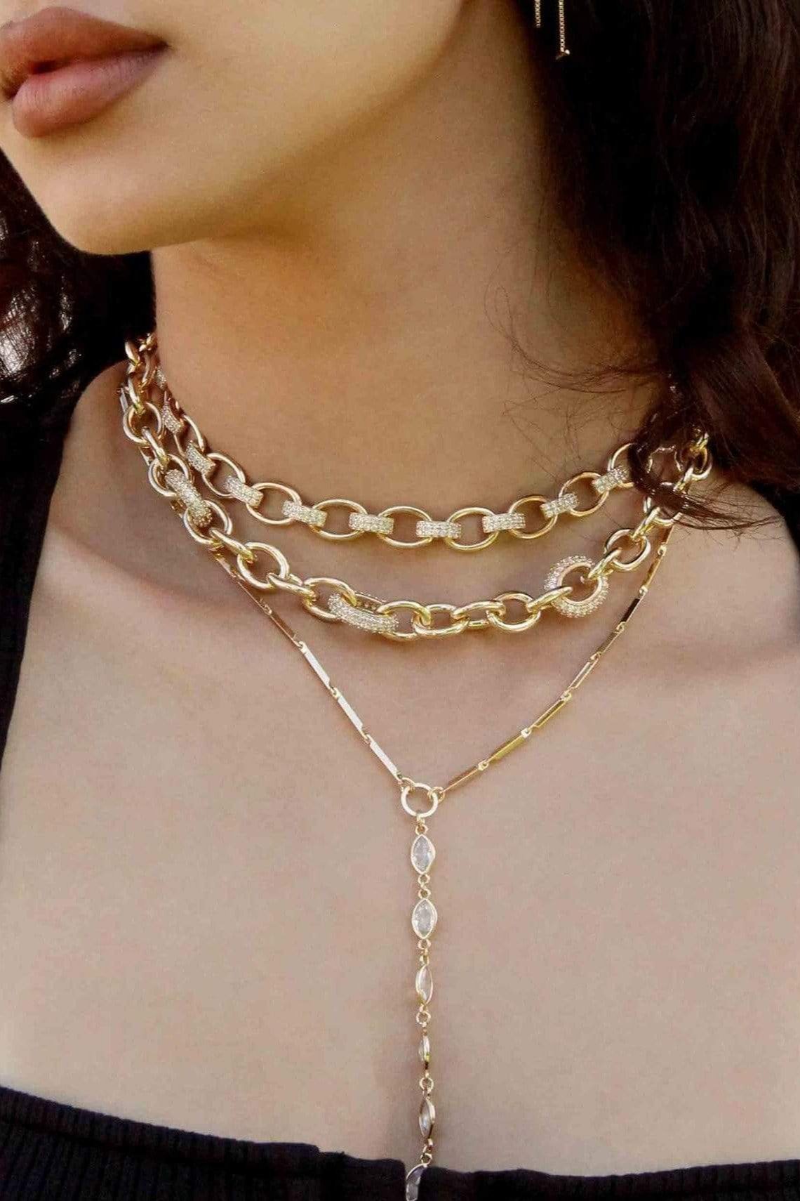 ettika necklace 18k GOLD CHAIN LINK RHINESTONE // NECKLACE