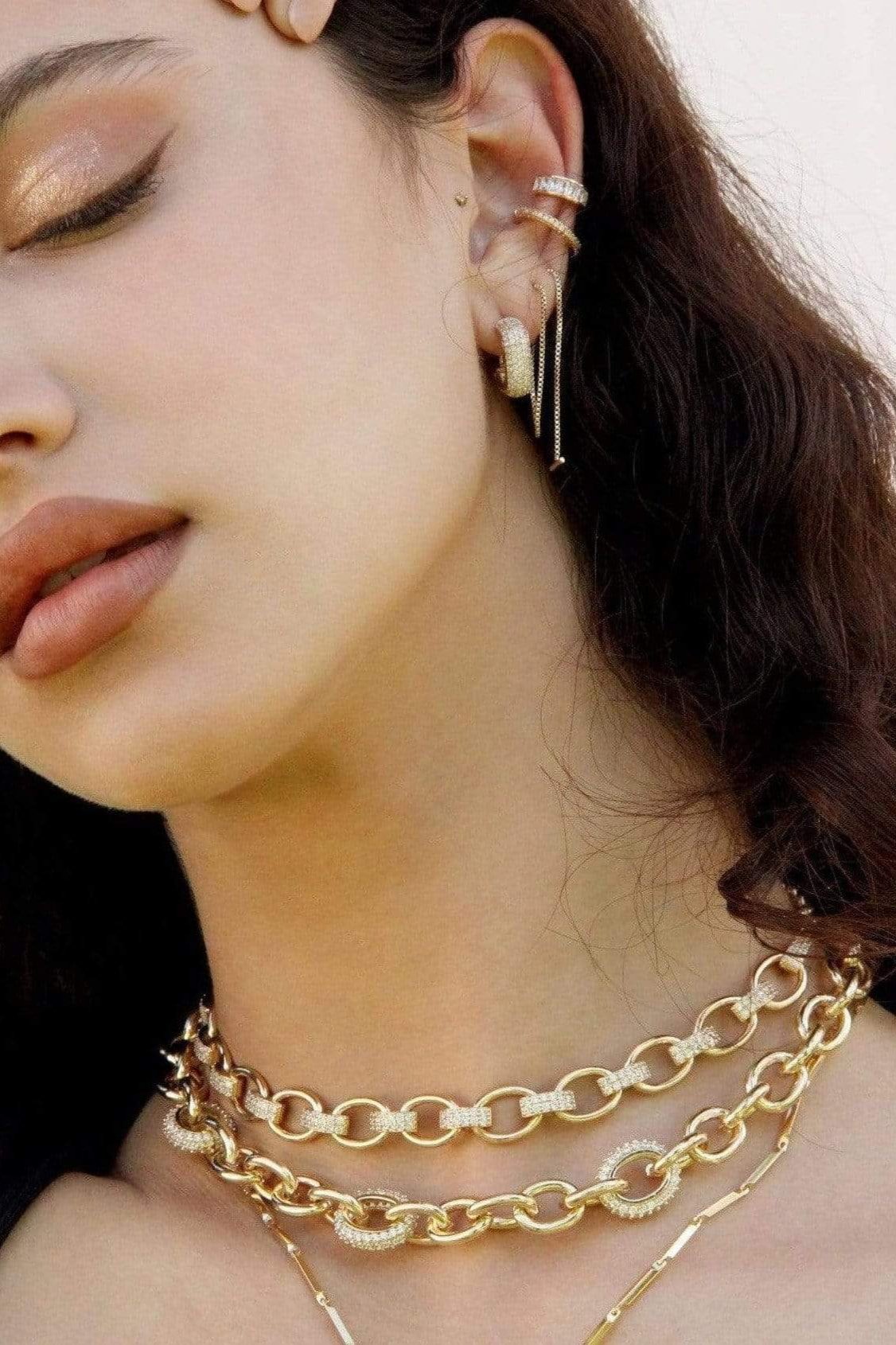 ettika necklace 18k GOLD CHAIN LINK RHINESTONE // NECKLACE