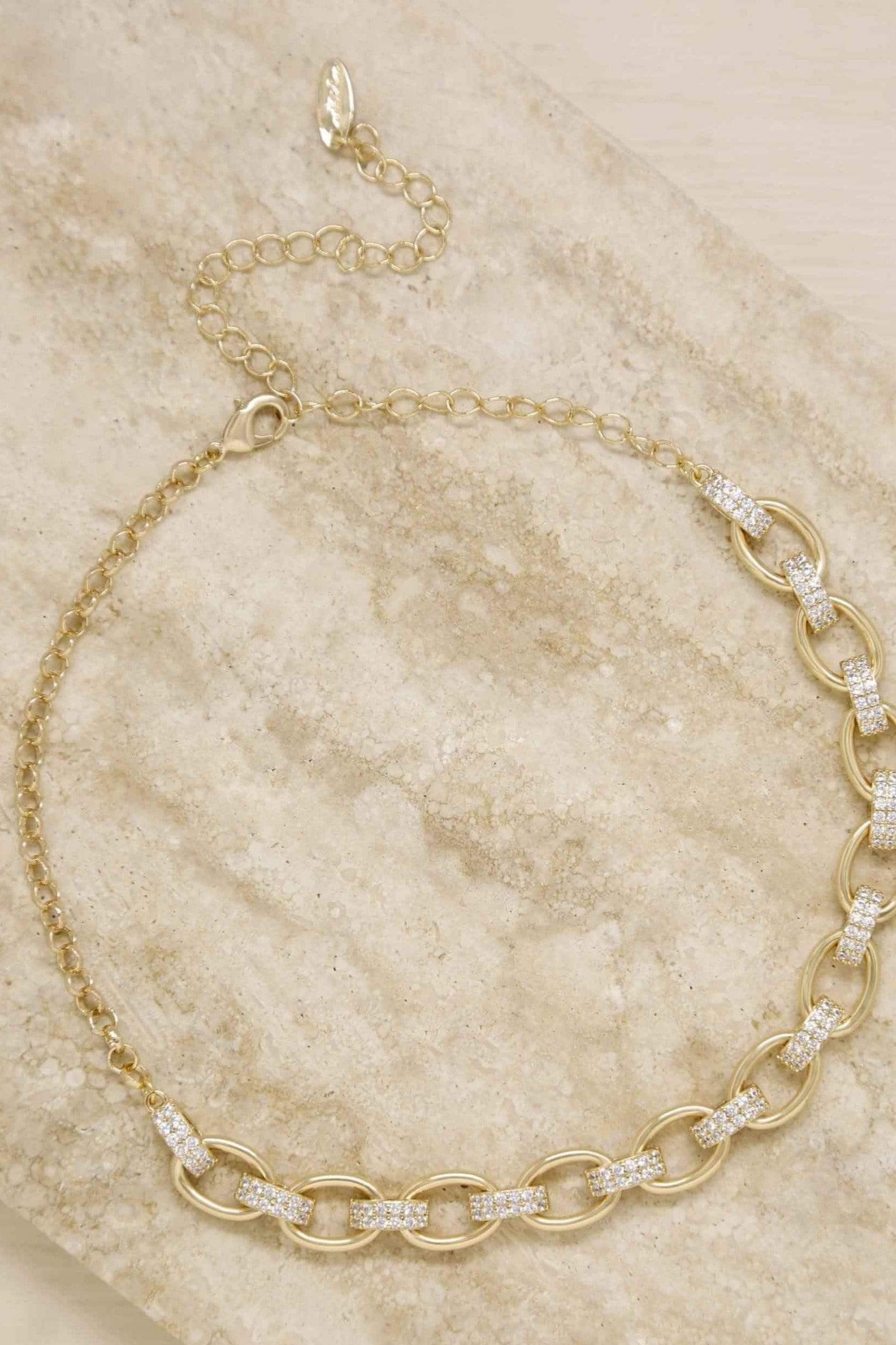 ettika necklace 18k GOLD CHAIN LINK RHINESTONE // NECKLACE