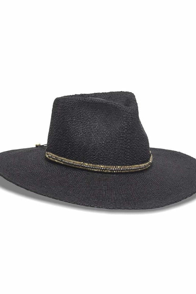 Nikki Beach hat White Woven Toyo / One Size Monte Carlo Black // Fedora Hat (Brands We Love)