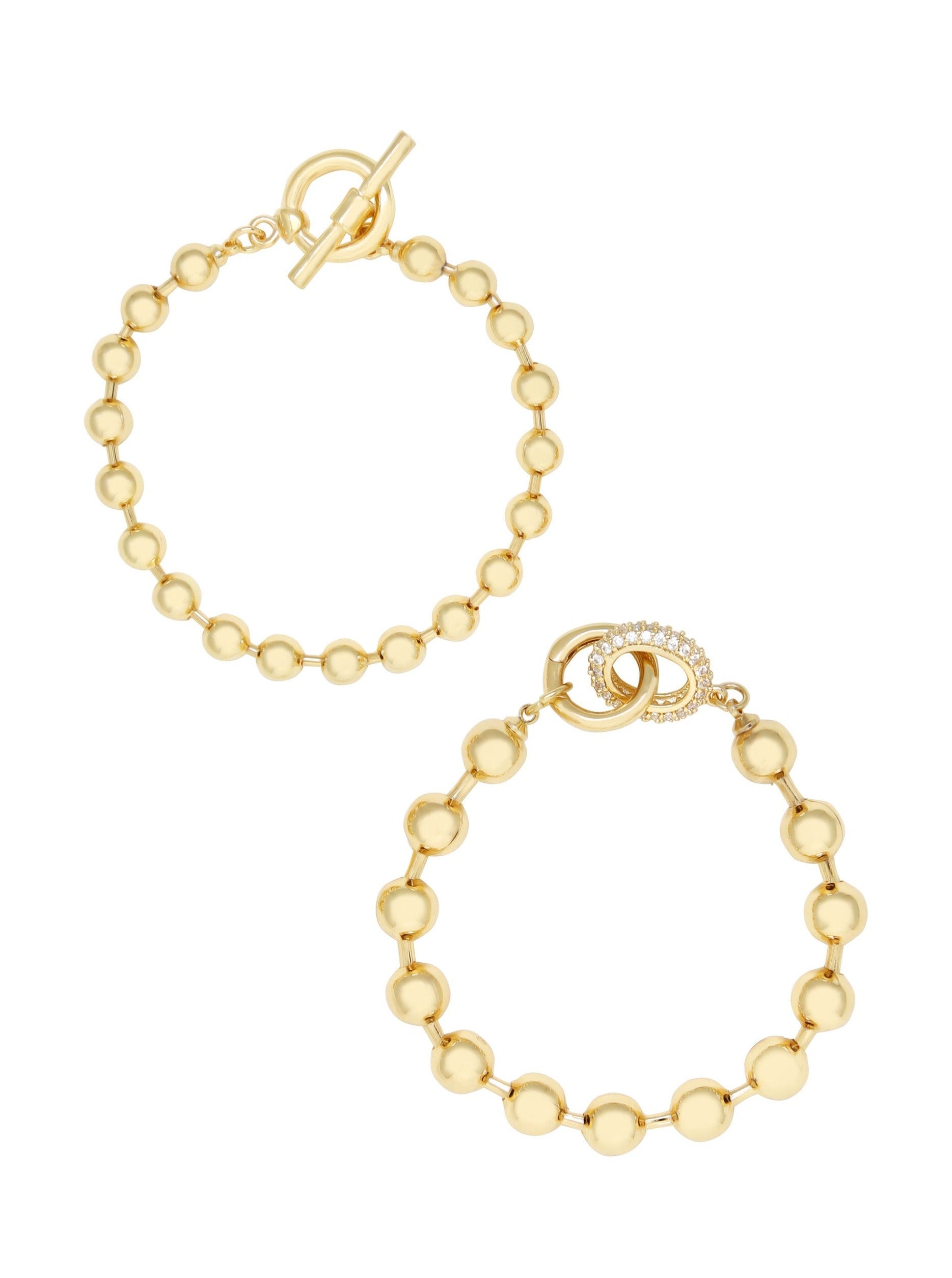 Ball Chain 18k Gold Plated Bracelet Set