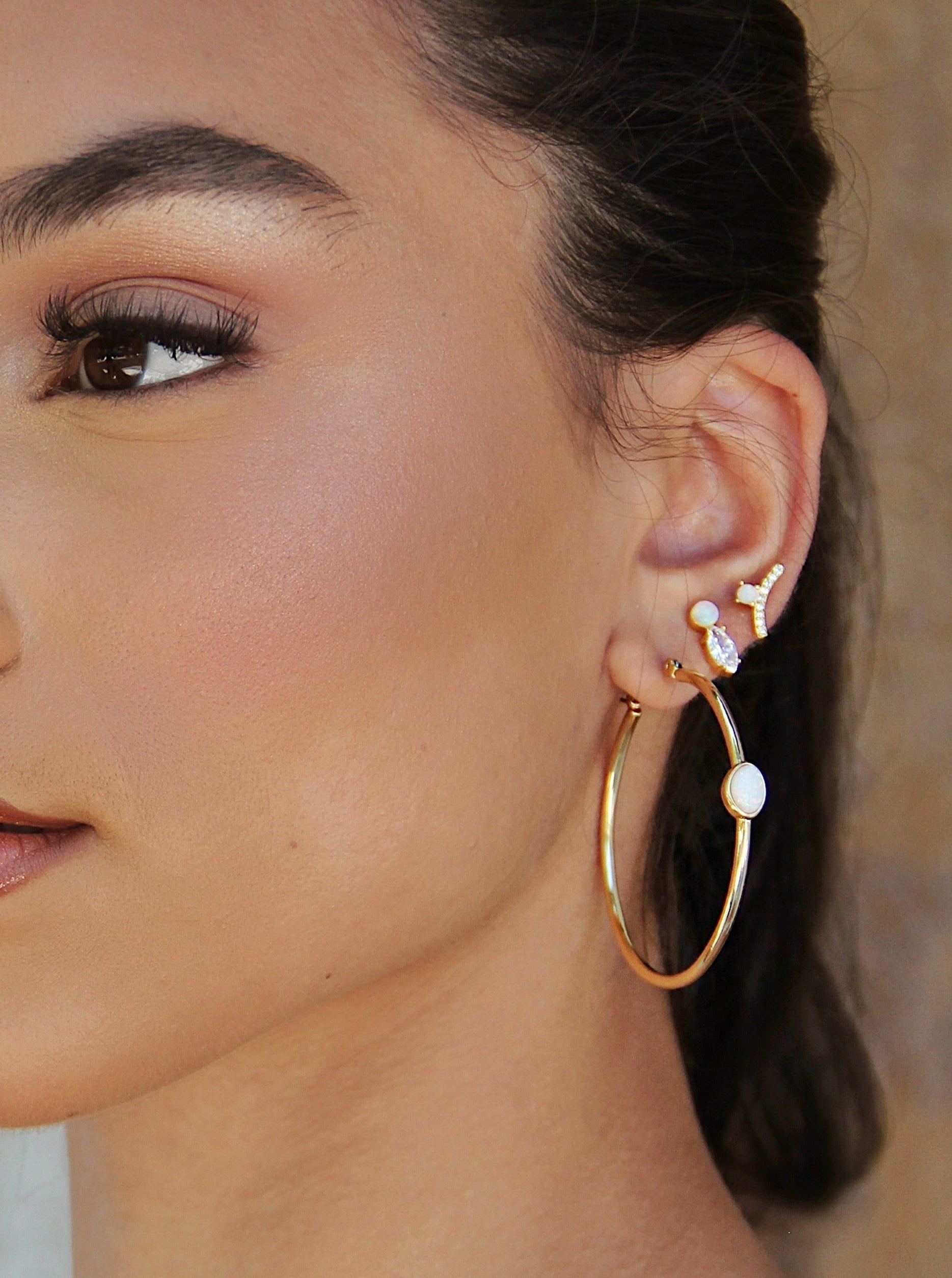 A Drop of Opal Hoop 18k Gold Plated Earrings