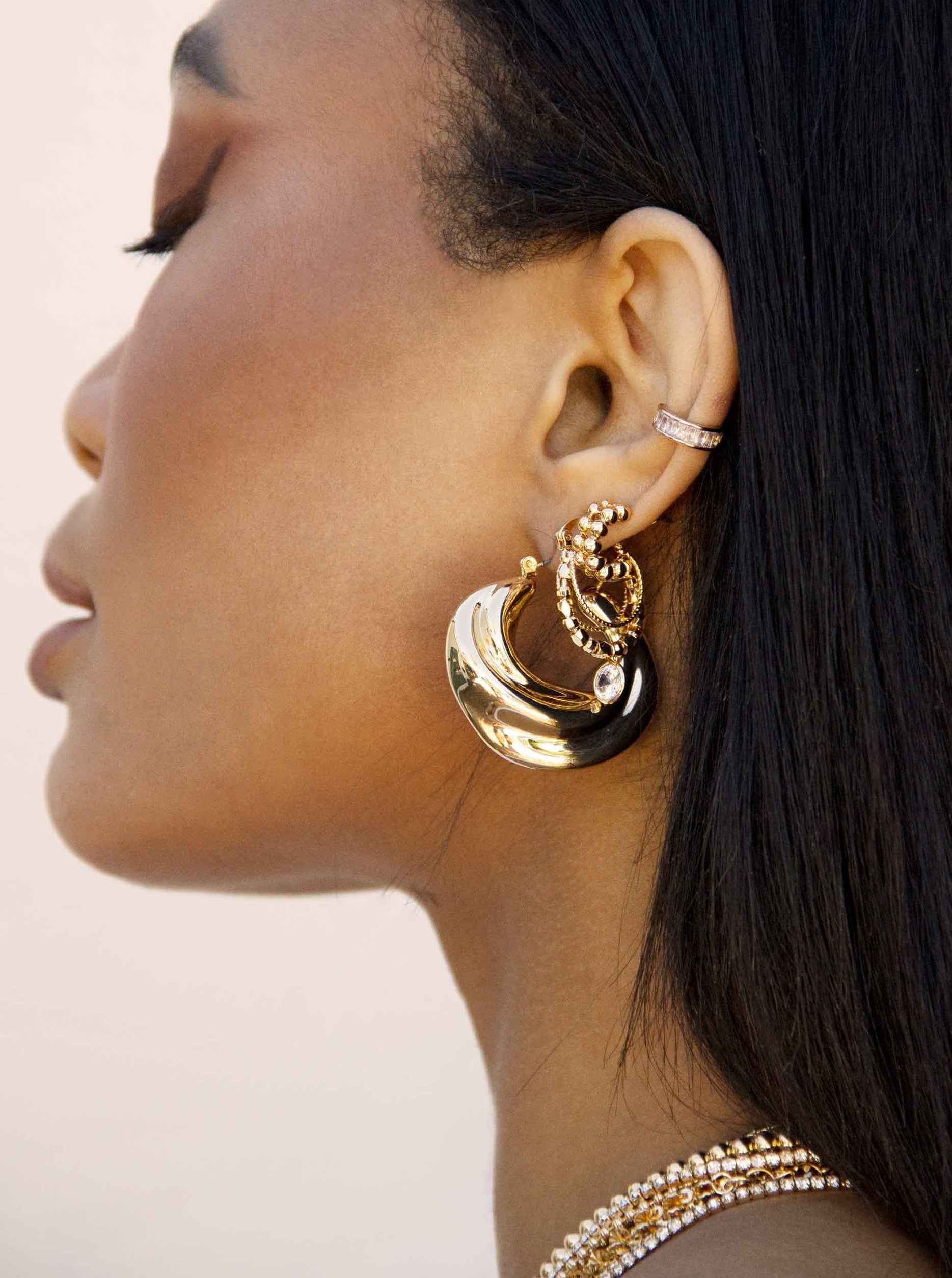 Boho Golden 18k Gold Plated Hoop Earrings