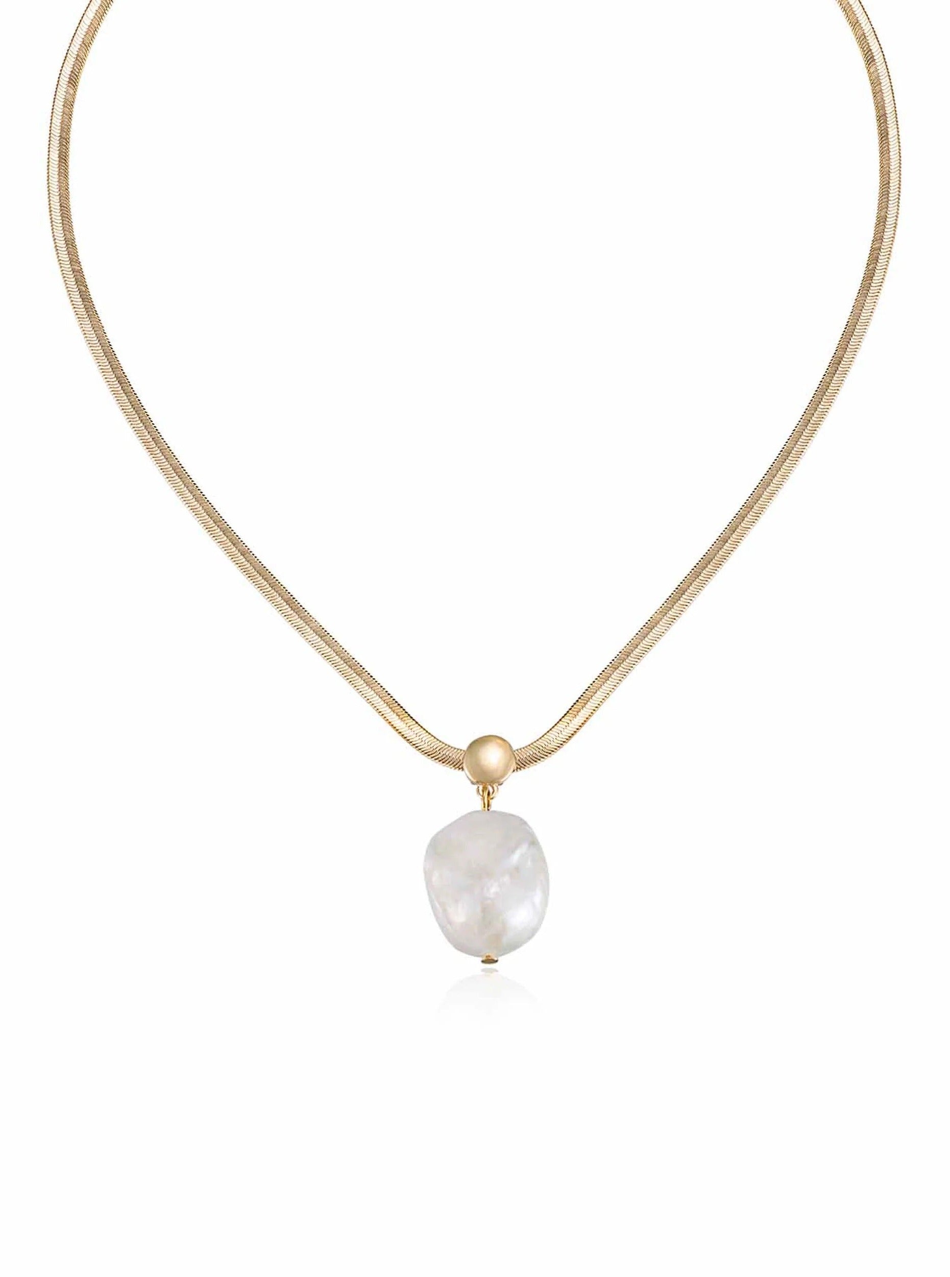 18K GOLD PLATED BAROQUE PEARL PENDANT NECKLACE - Bikini Crush Swimwear