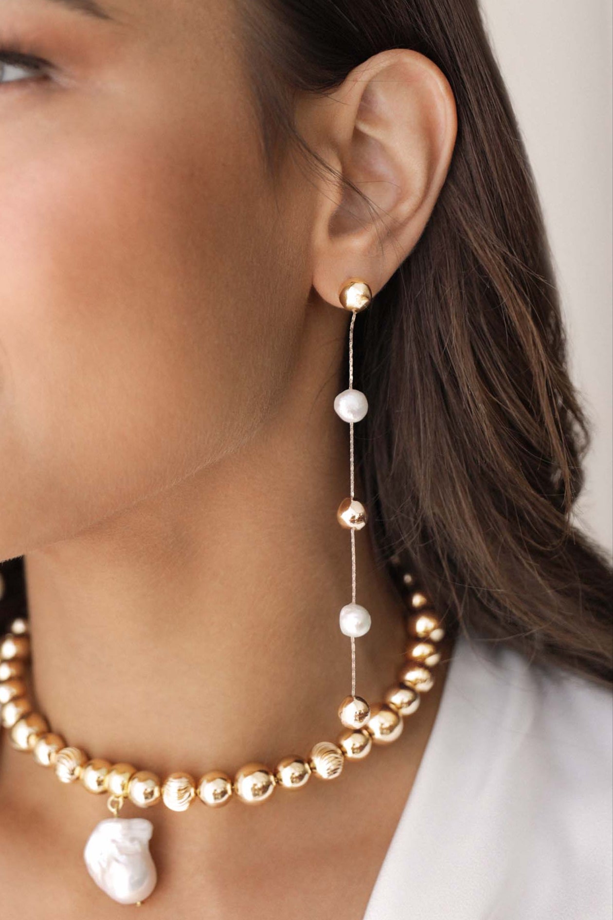 Alternating Freshwater Pearl Drop Earrings - Bikini Crush Swimwear