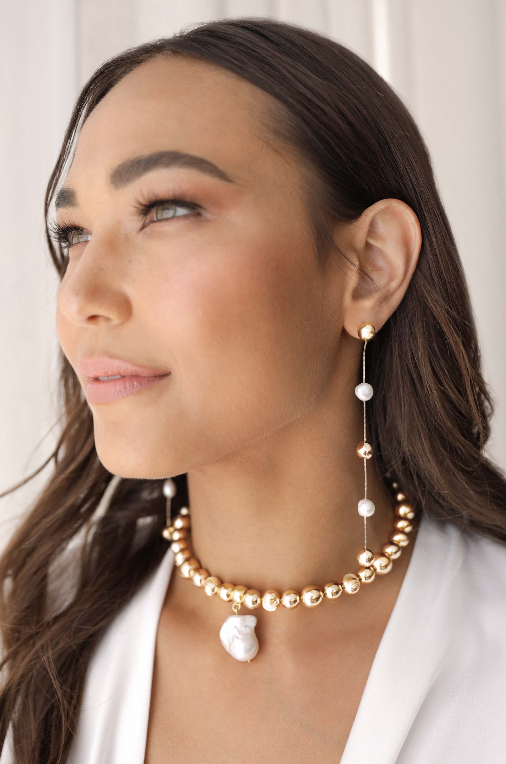 Alternating Freshwater Pearl Drop Earrings - Bikini Crush Swimwear