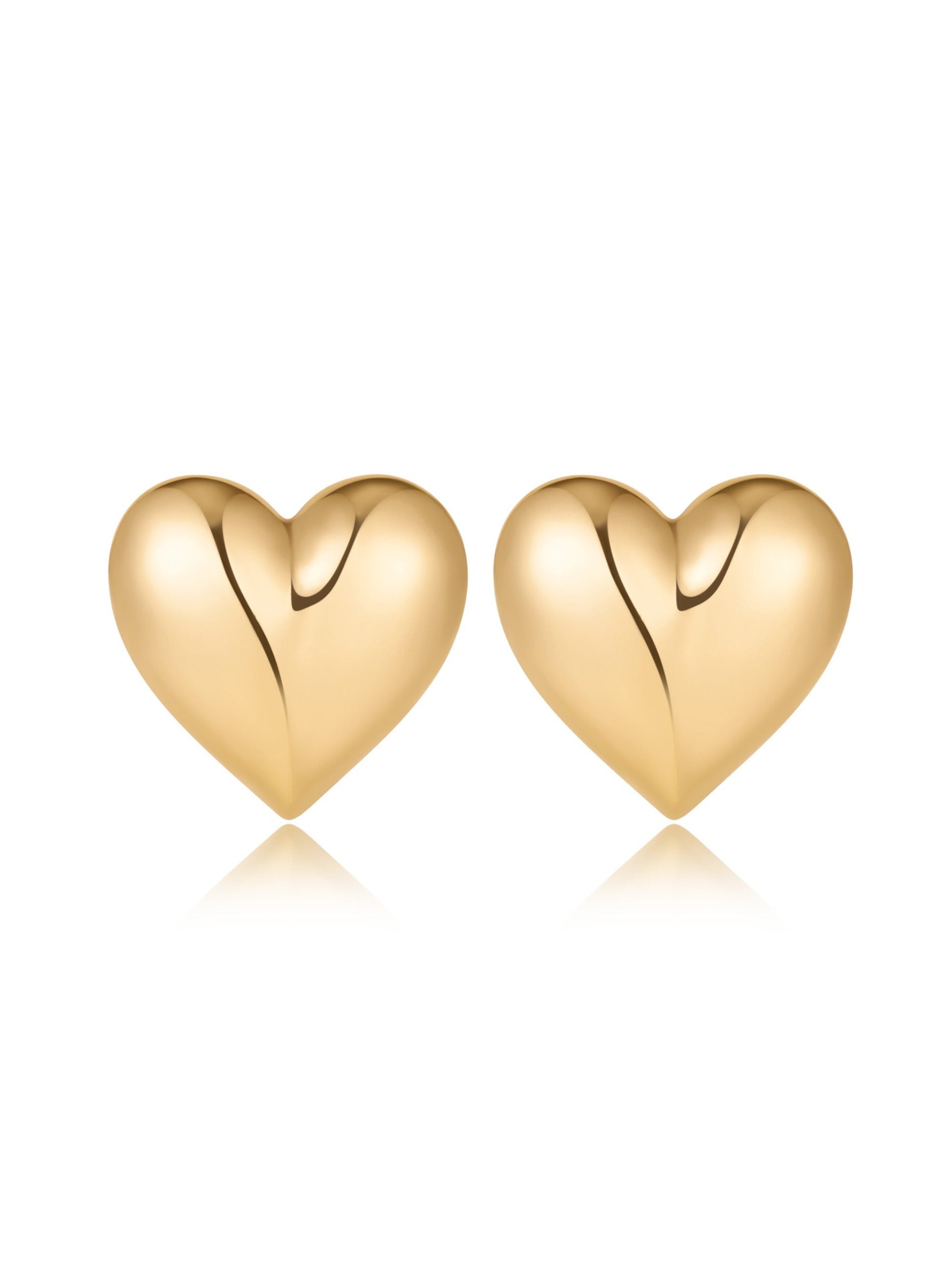 18k Gold Plated Heart Stud Earrings - Bikini Crush Swimwear