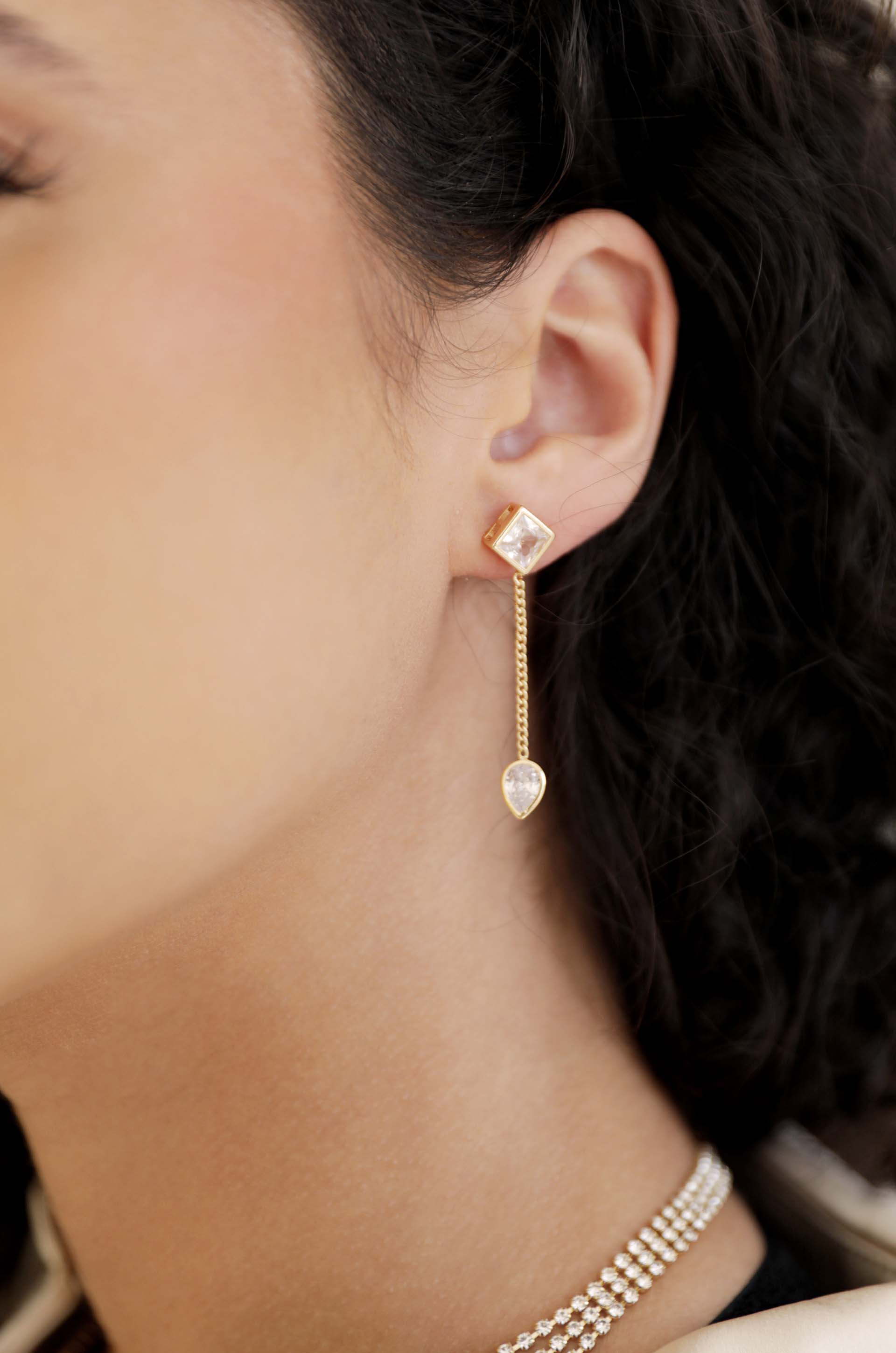 Bezel Crystal Shapes Drop Earrings - Bikini Crush Swimwear