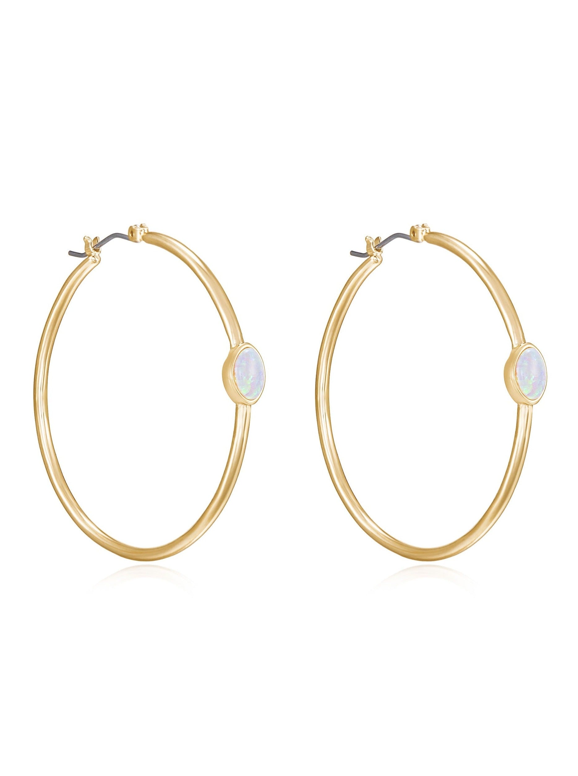 A Drop of Opal Hoop 18k Gold Plated Earrings - Bikini Crush Swimwear