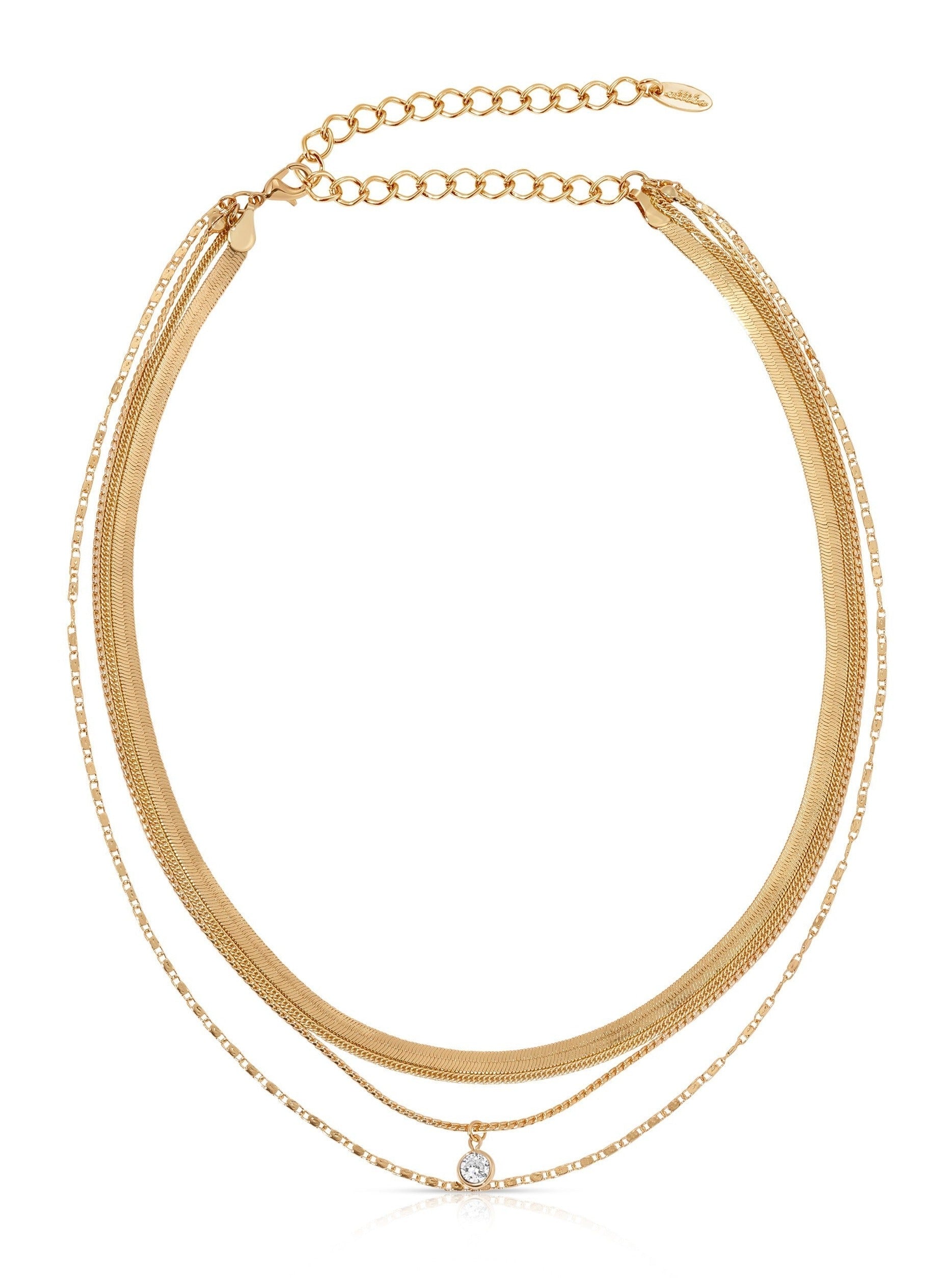All the Chains 18k Gold Plated Layered Necklace - Bikini Crush Swimwear