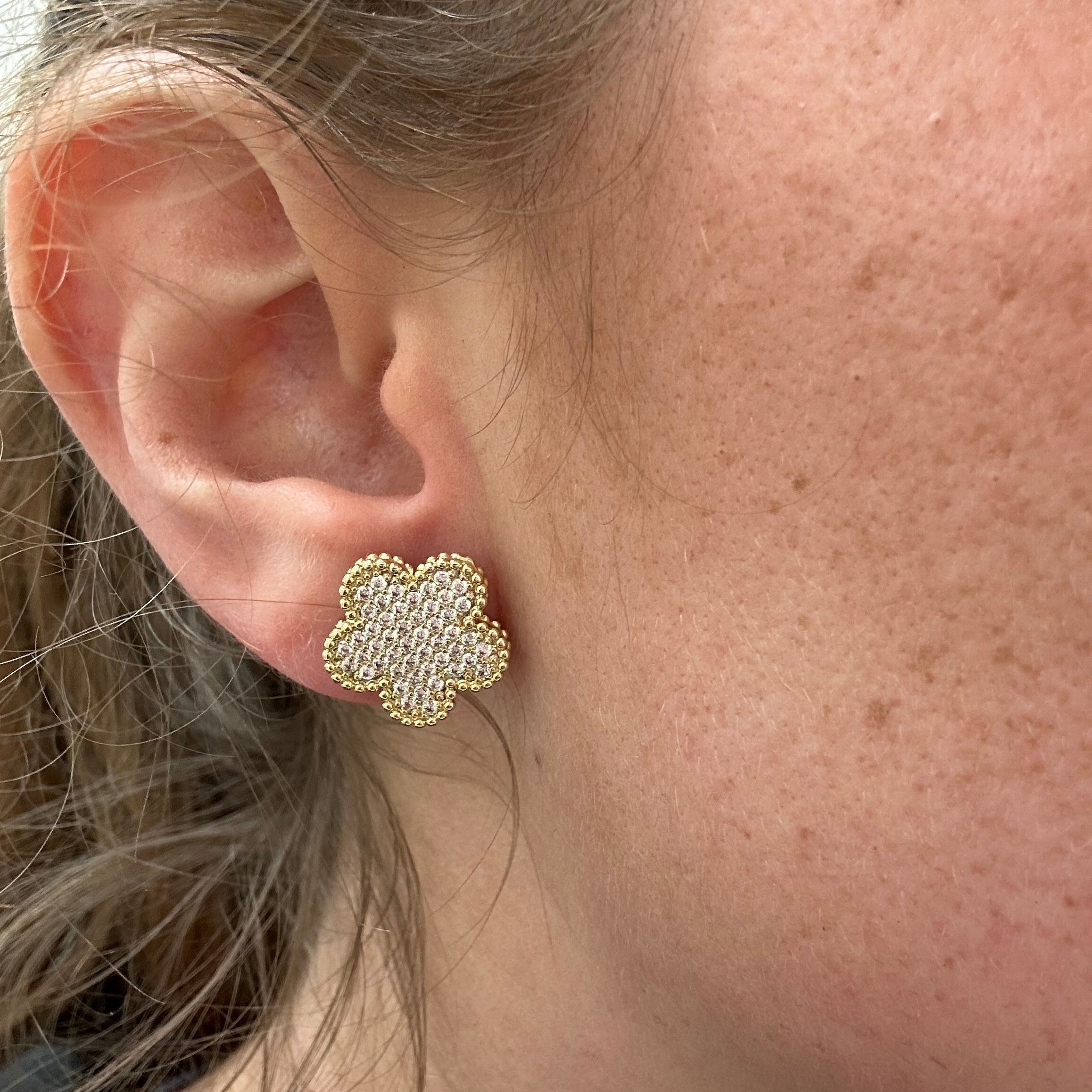 Adeline Clover Pave Stud - Bikini Crush Swimwear