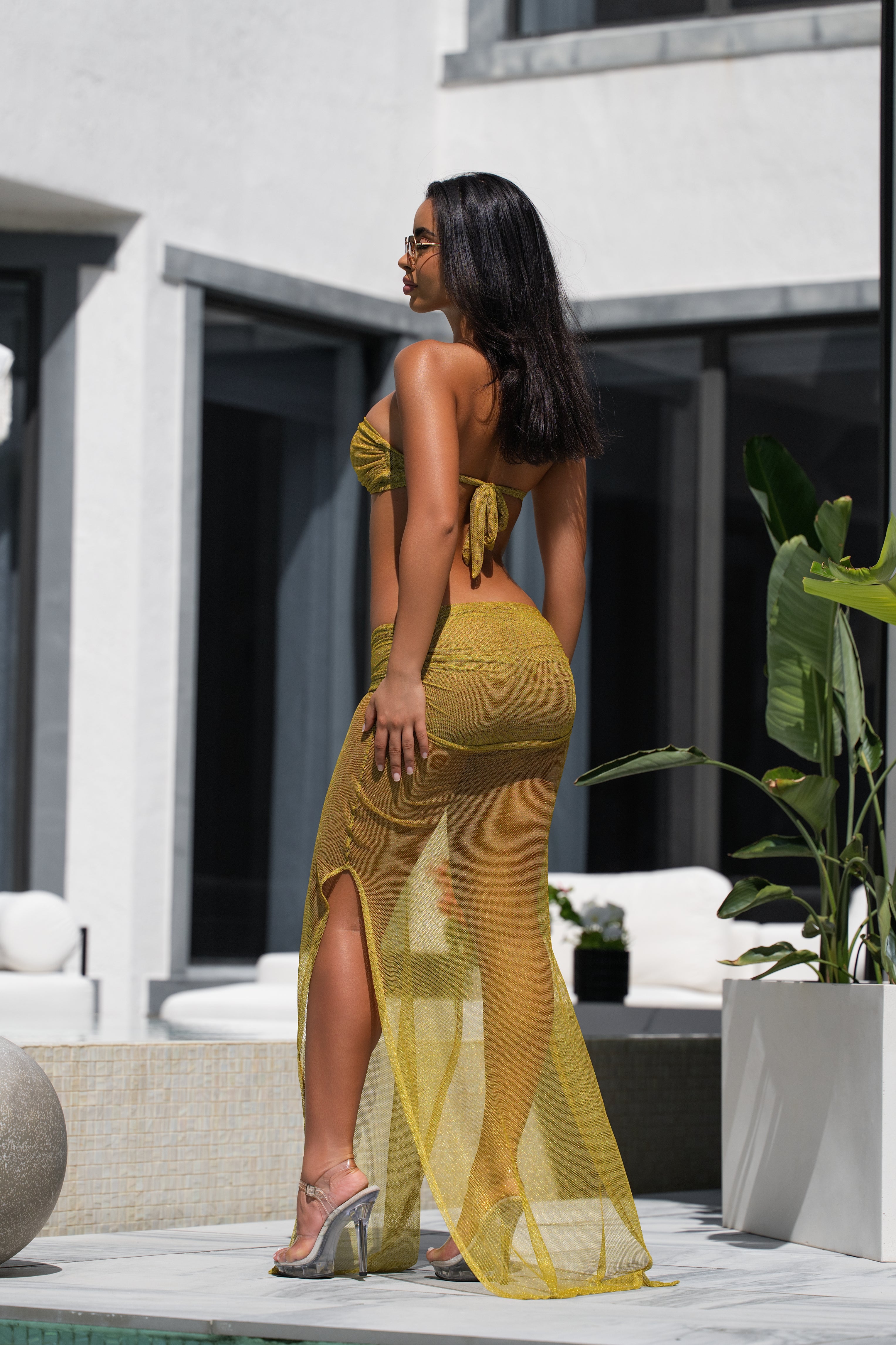 Nahomi Skirt Kiwi Shimmer Mesh - Bikini Crush Swimwear