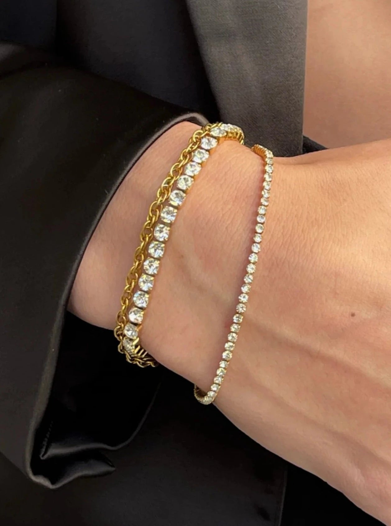 Ellie Vail earrings 18k Marten Double Chain Tennis Bracelet