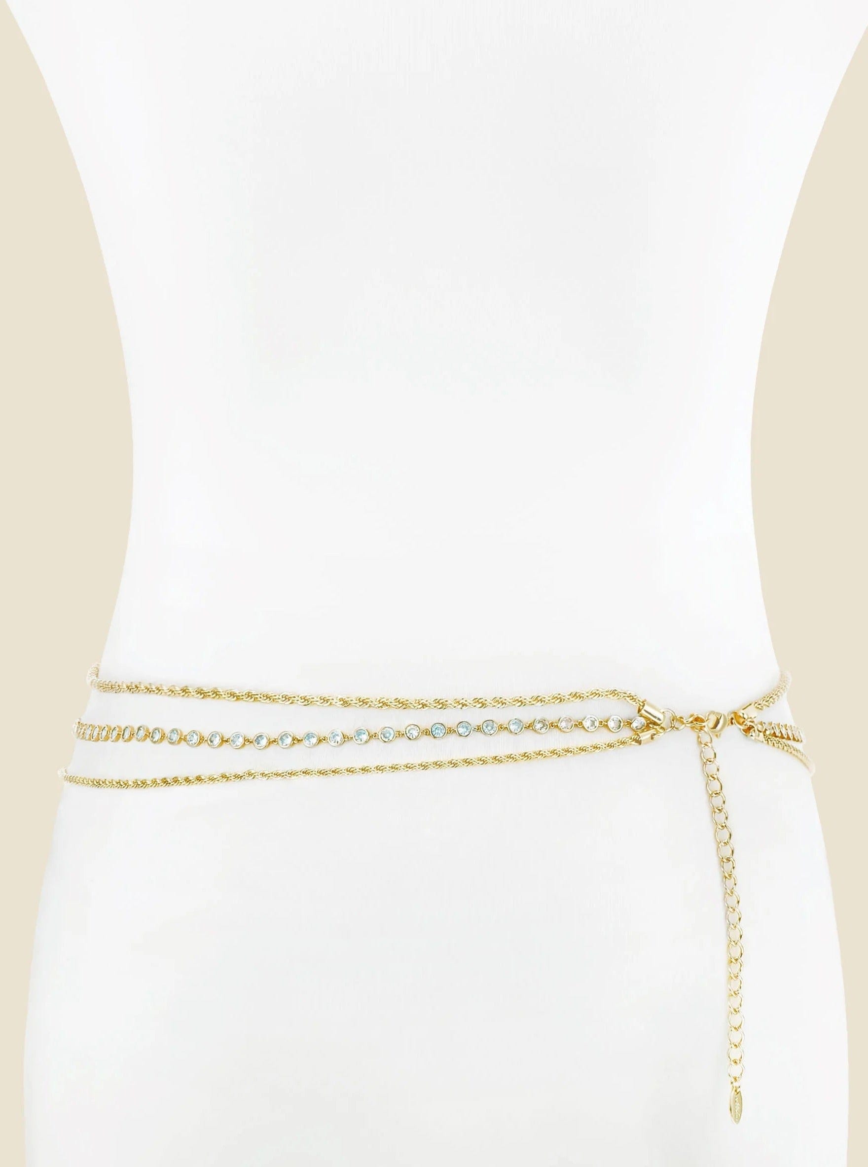 ettika body chain Gold Metal Chain Clear Crystals / One Size Adjustable SIMPLE SUMMER STAPLE // BODY CHAIN