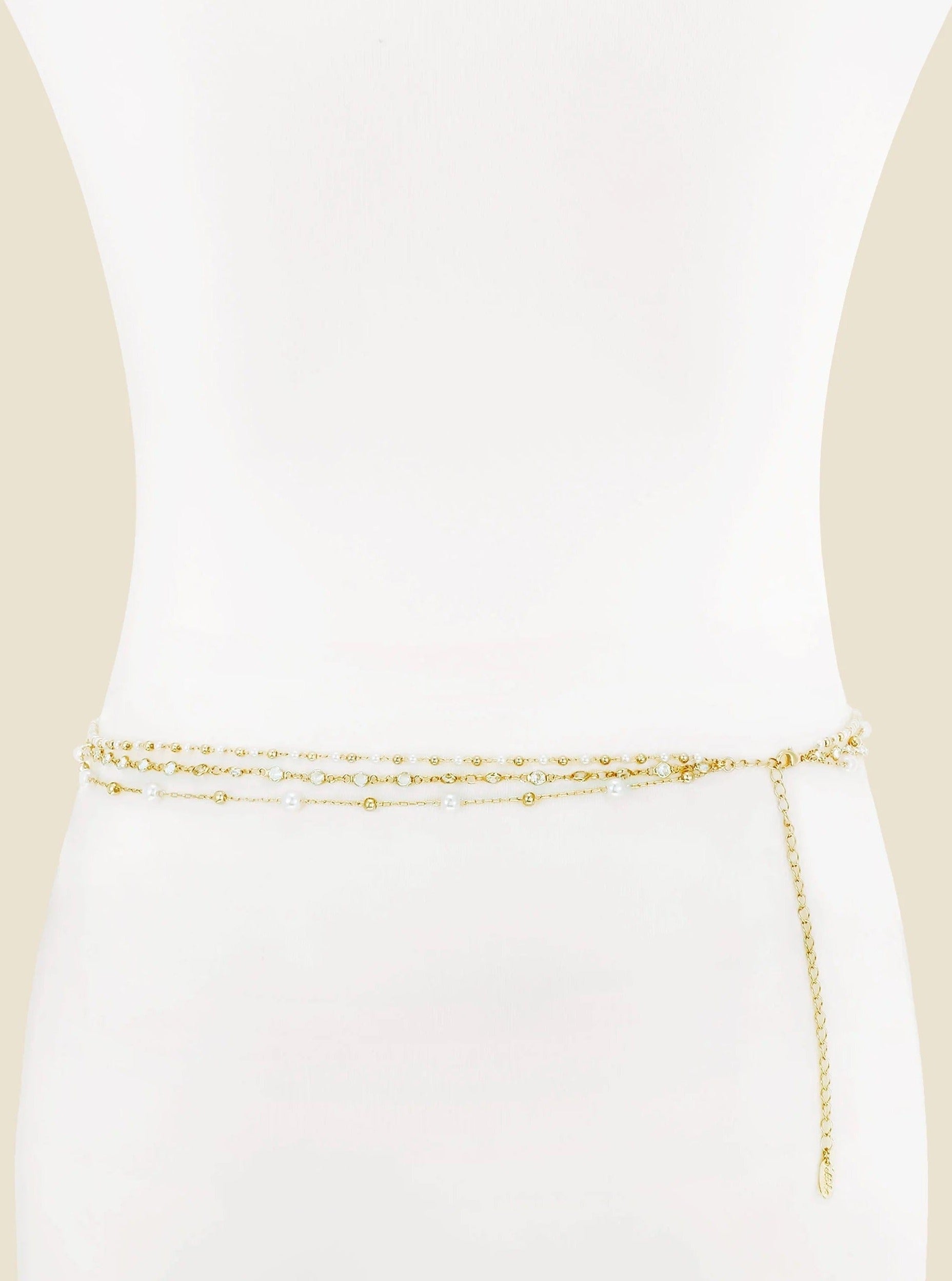 ettika body chain Gold Metal Chain / One Size Adjustable EXTENDED VACATION PEARL // BODY CHAIN