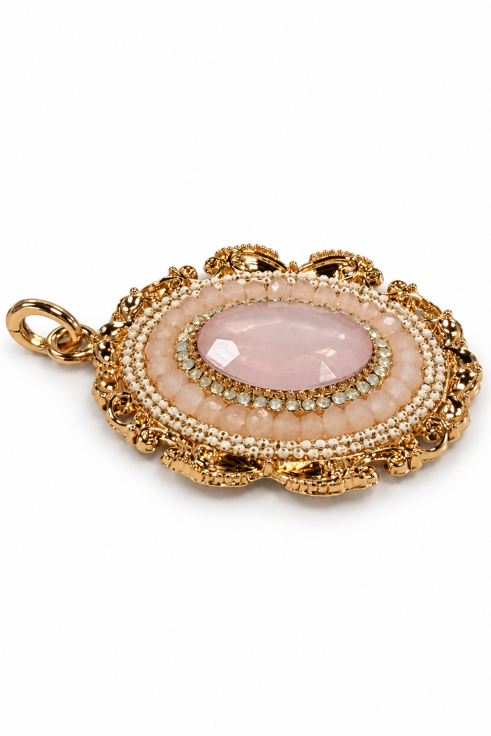 Vintage Glam Rose Quartz Statement Bikini Charm