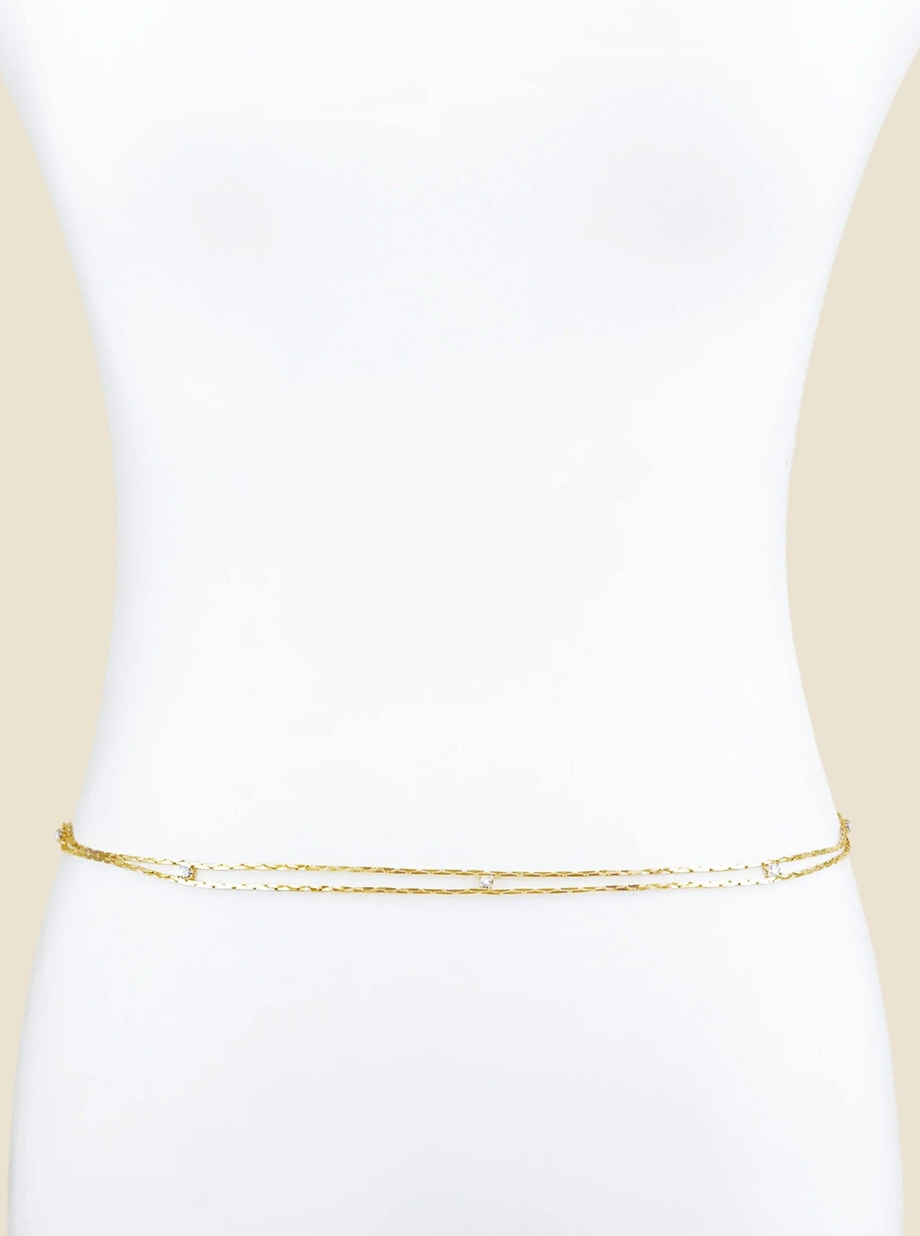 ettika body chain Gold Metal Chain / One Size Adjustable Always Relevant Gold Belt with Crystals // WAIST CHAIN