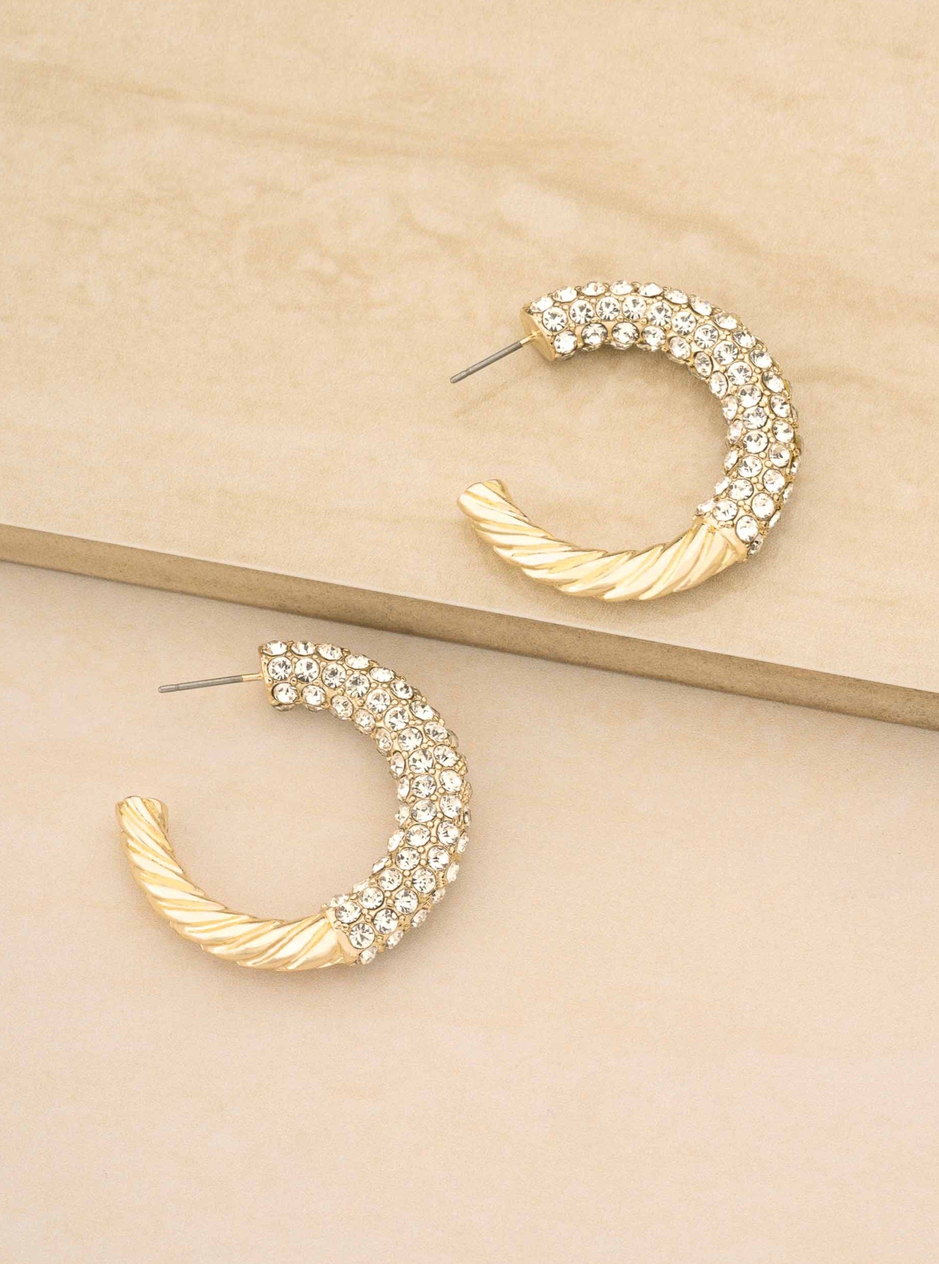 ettika earrings 18k CRYSTAL TWIST HOOP // EARRINGS