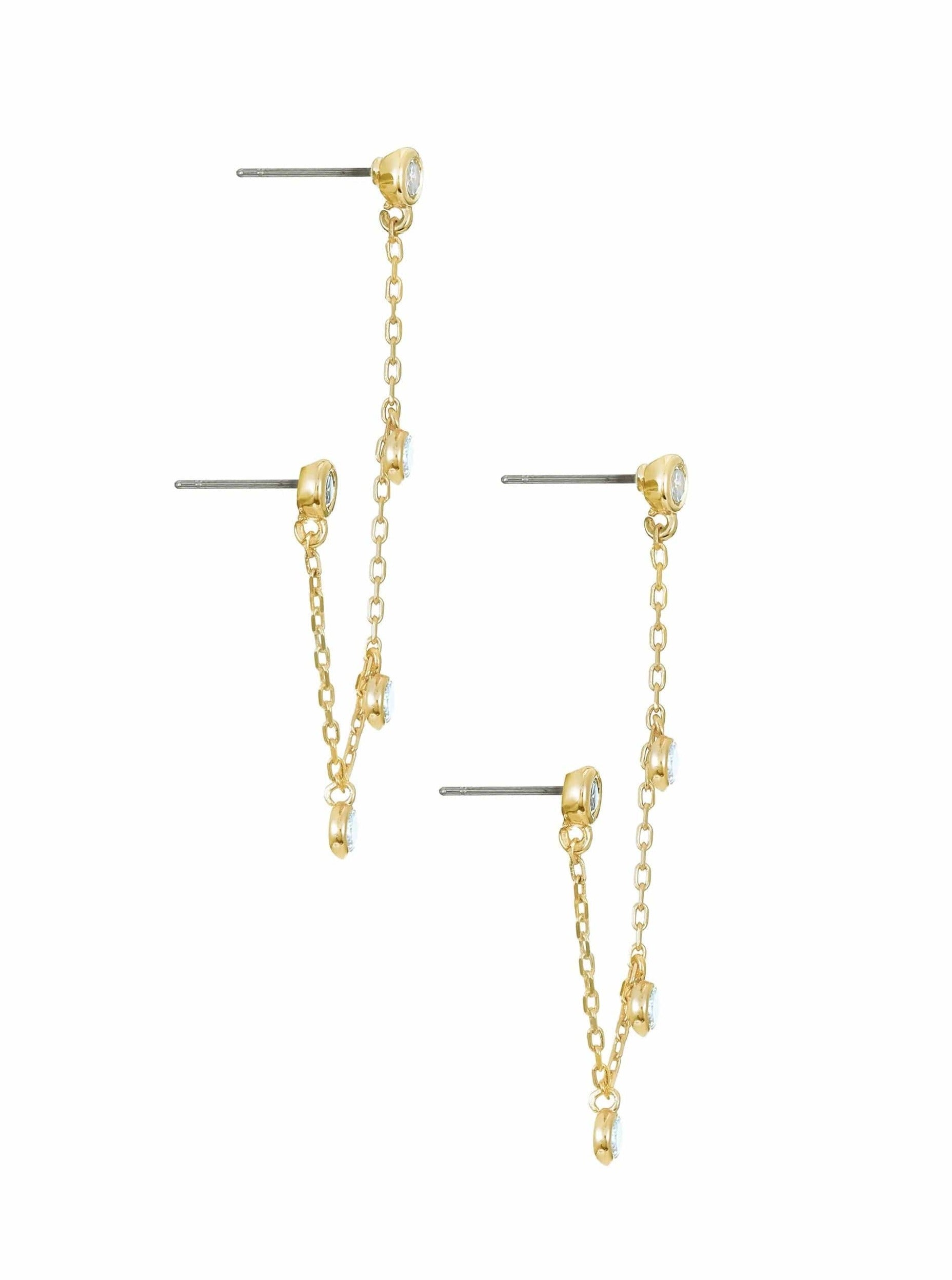 ettika earrings 18K GOLD PLATED DANGLE TWO HOLE PIERCING MULTI-CRYSTAL // EARRINGS