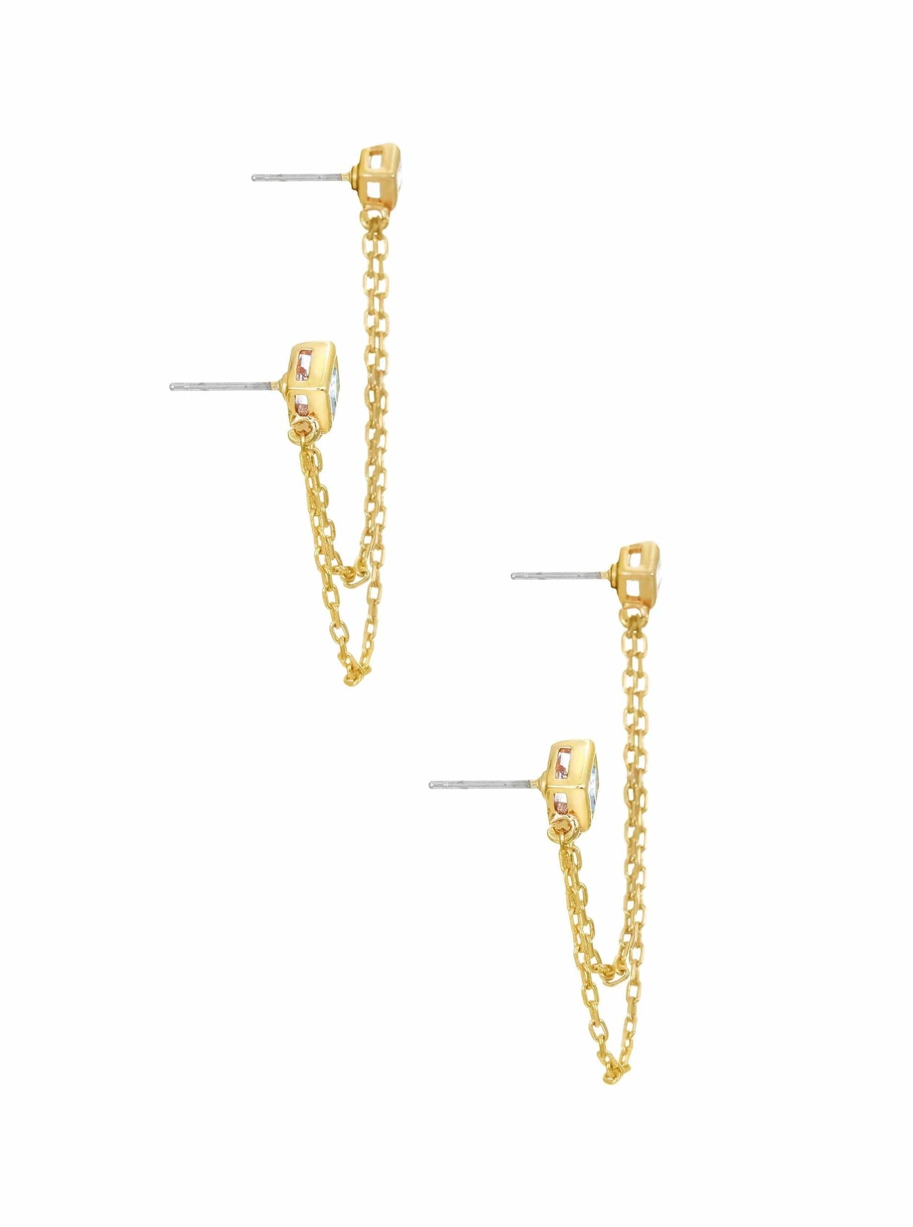 ettika earrings 18K GOLD PLATED TWO HOLE PIERCING DIAMOND SHAPE // EARRINGS