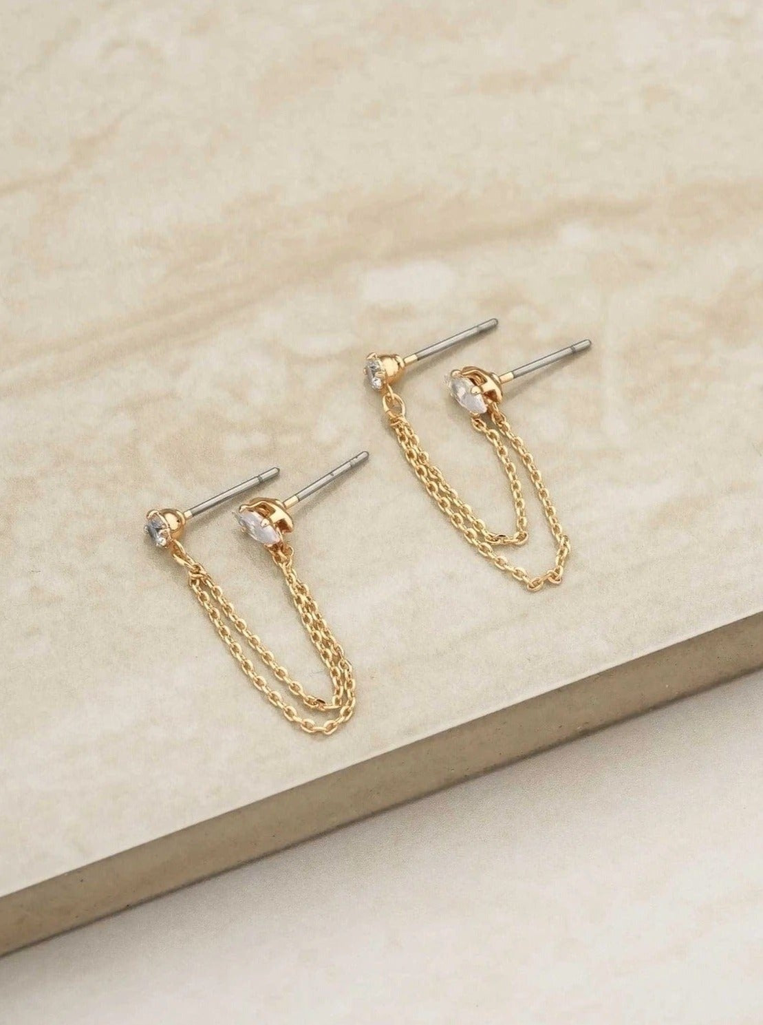 ettika earrings 18k Two Hole Piercing Chain Dangle // EARRINGS