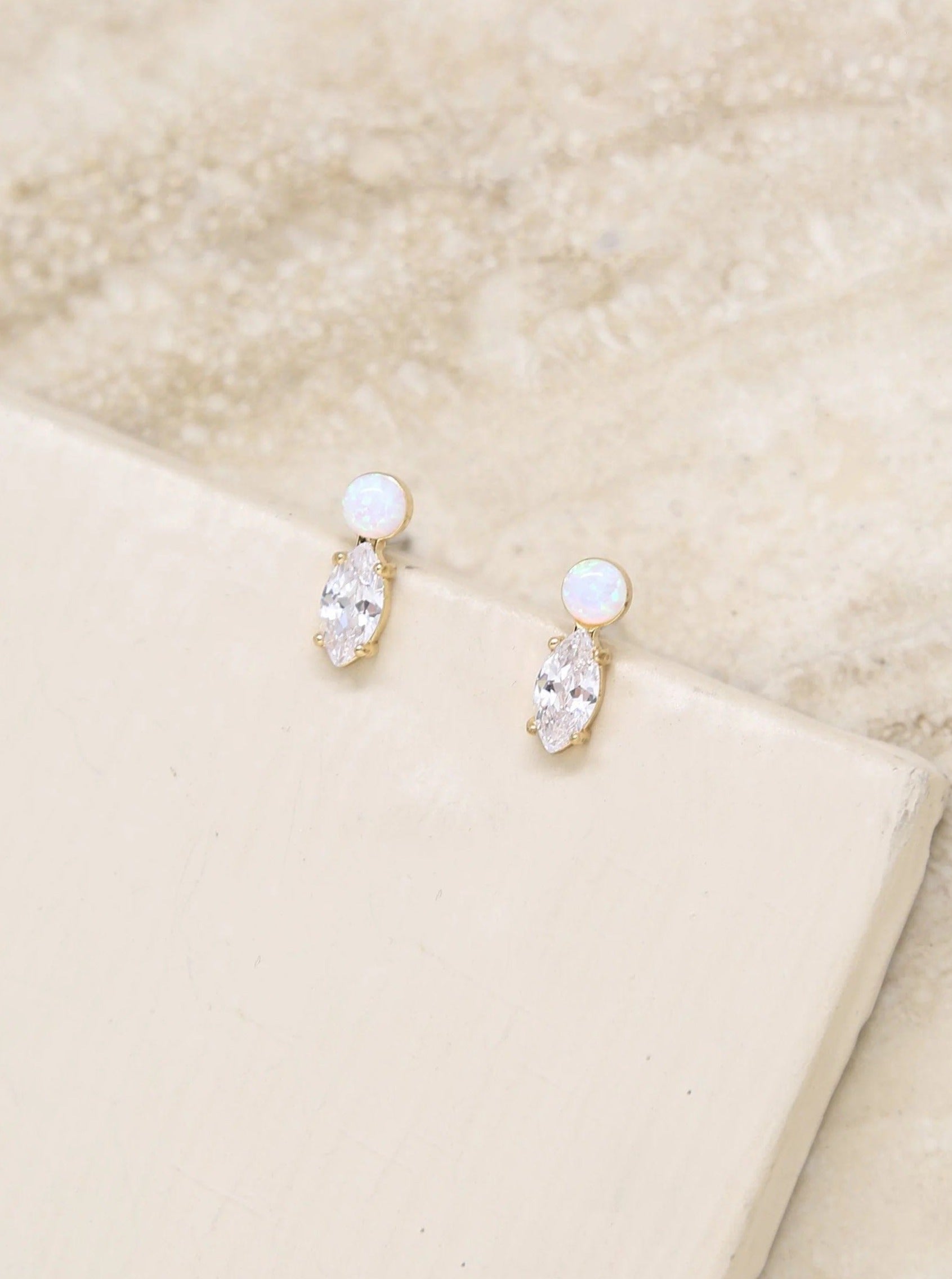ettika earrings Catch their Eye Opal & Crystal Stud 18k Gold Plated  // EARRINGS