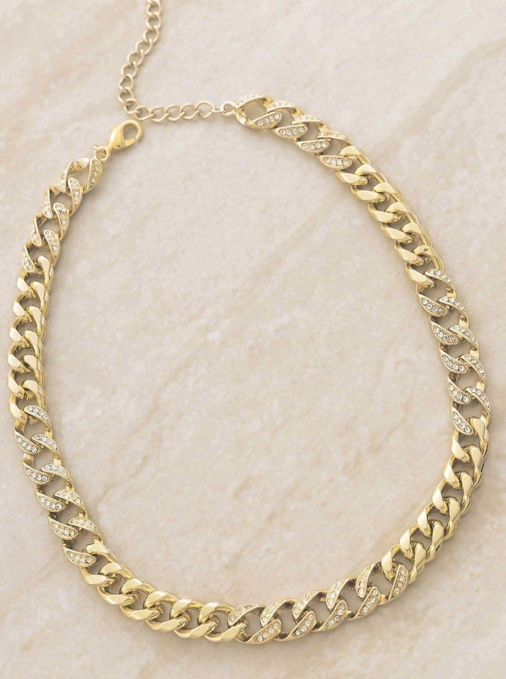 ettika necklace 18k GOLD CHAIN LINK RHINESTONE // NECKLACE