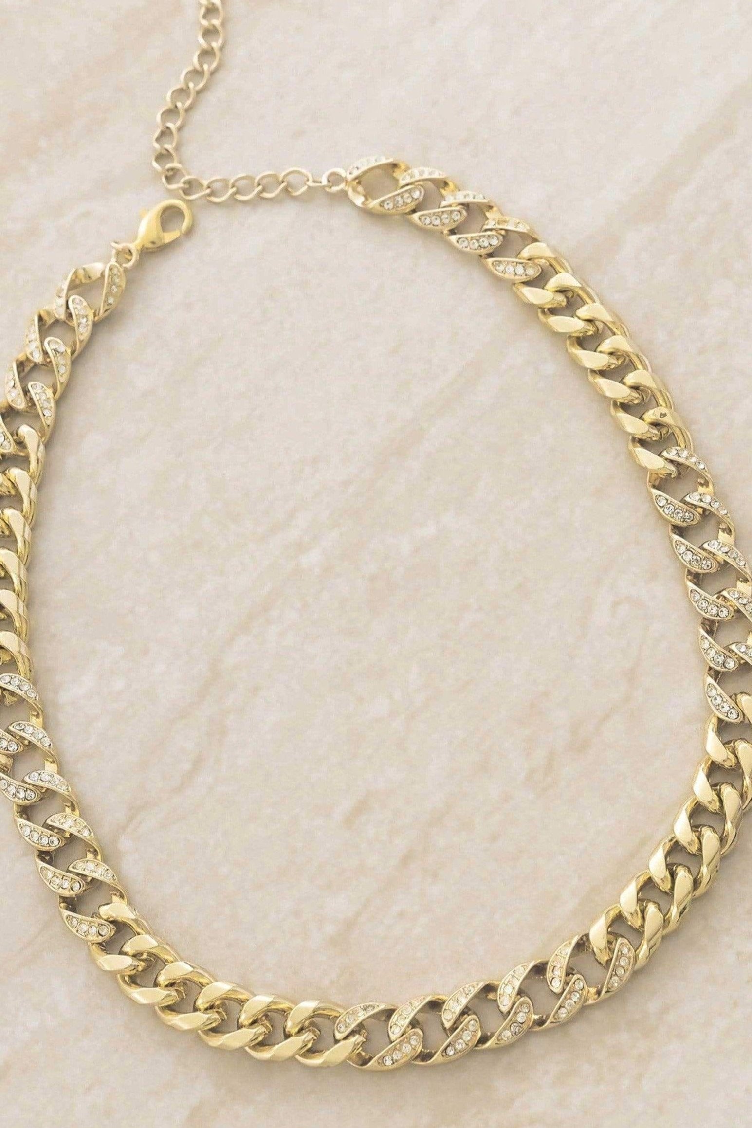 ettika necklace 18k GOLD CHAIN LINK RHINESTONE // NECKLACE