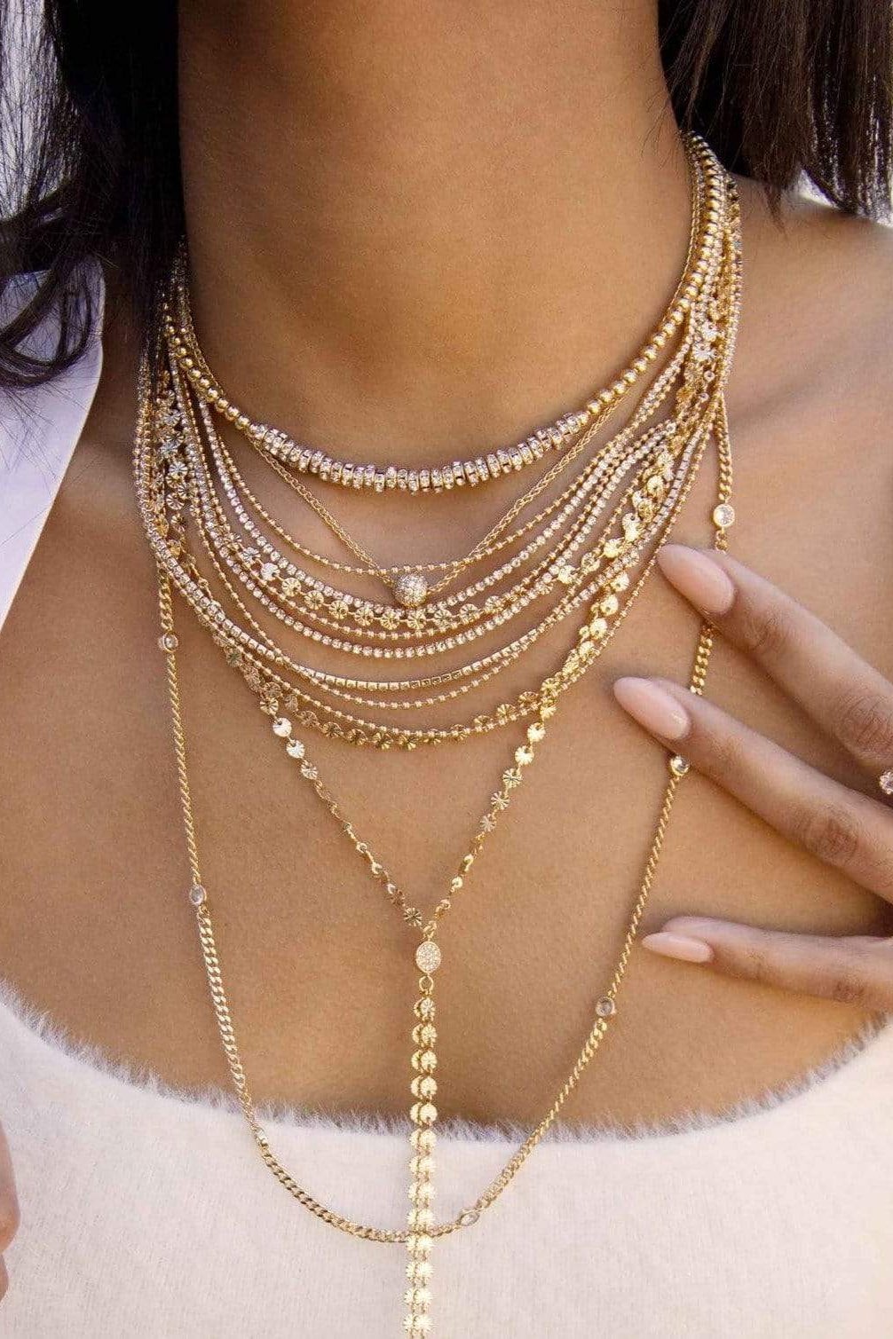 18k GOLD CRYSTAL MULTI LAYER // NECKLACE - Bikini Crush Swimwear