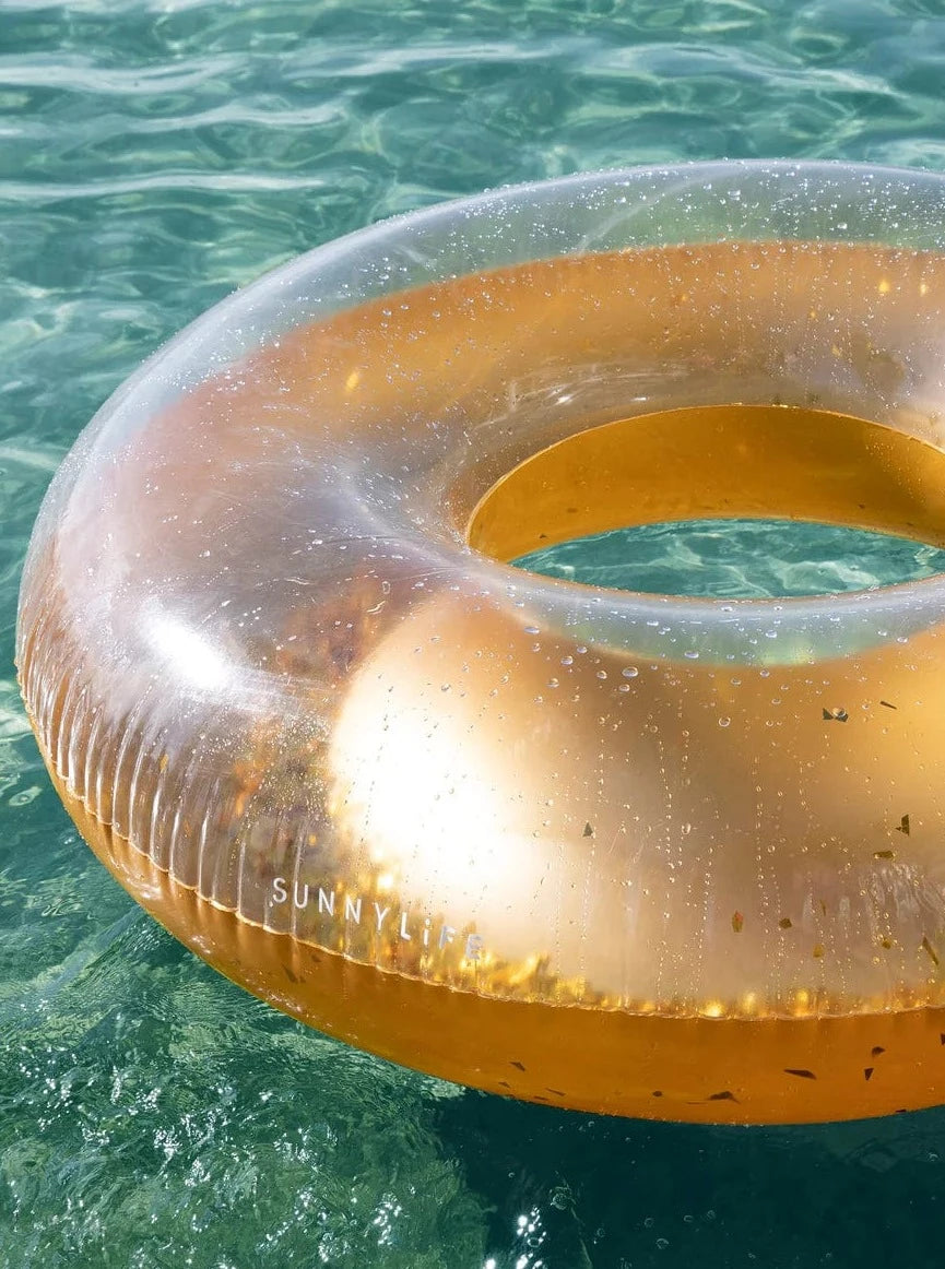 SunnyLife pool accessories Disco Gold Pool Ring Float